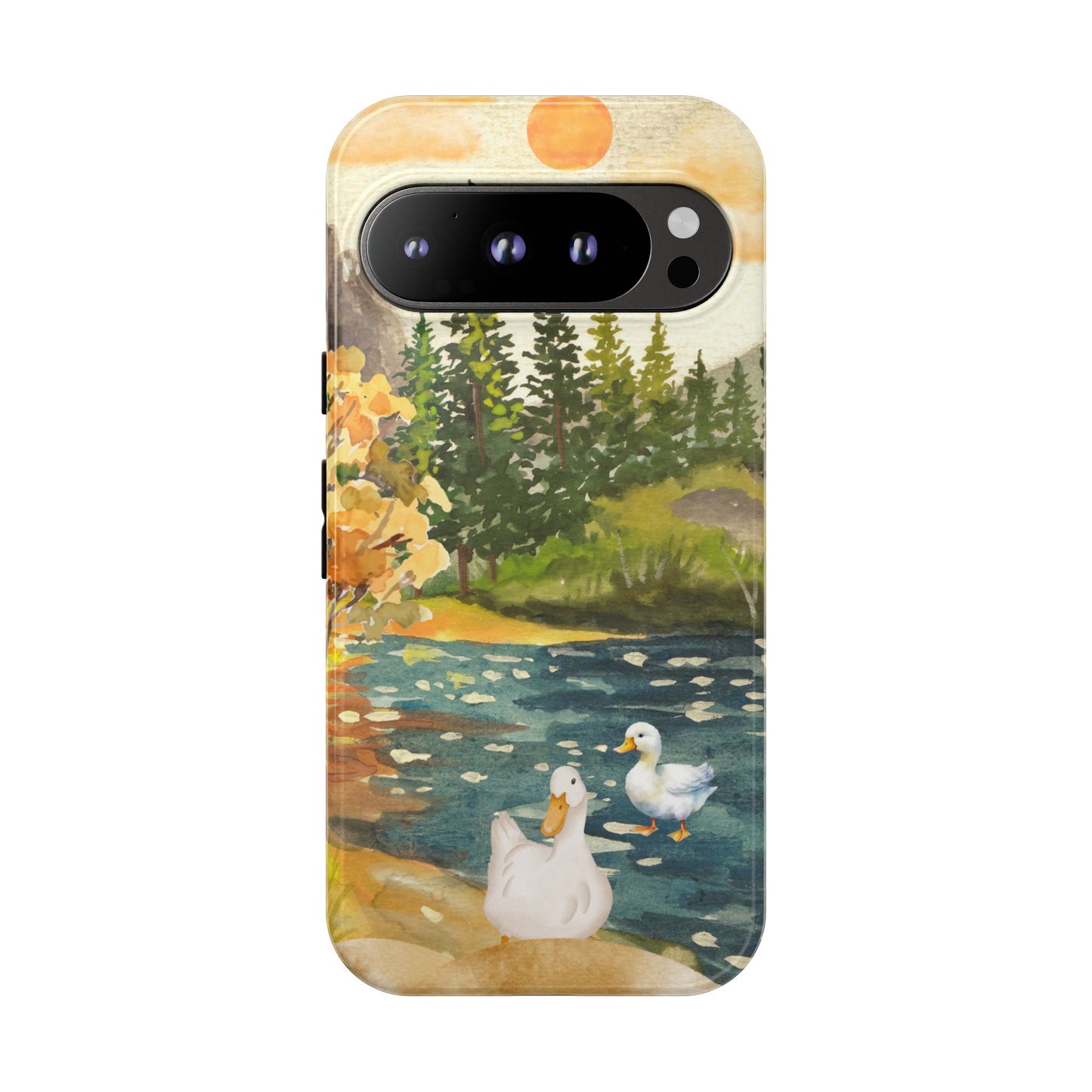 Artistic Phone Case with Ducks and Nature Scene