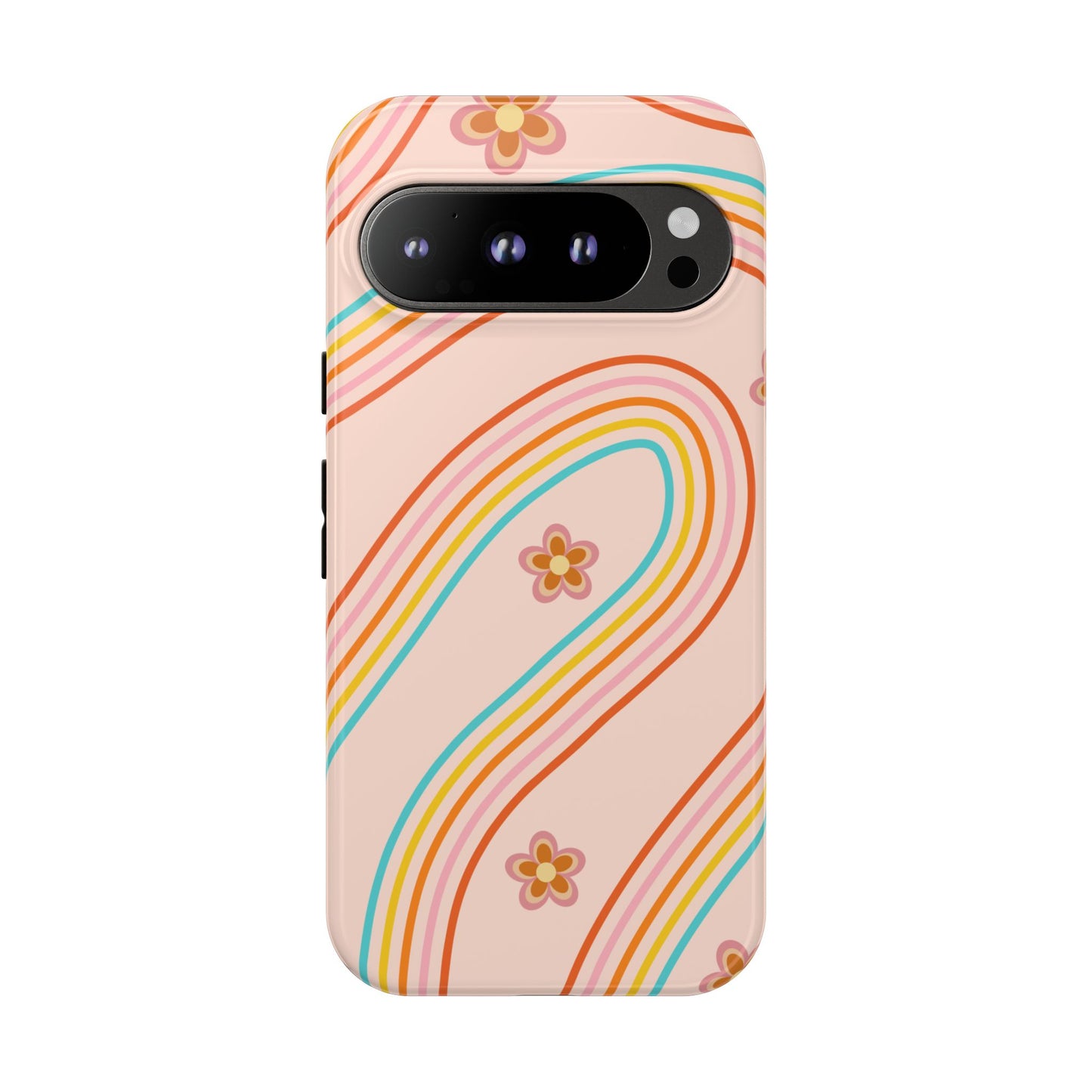 Retro Rainbow Phone Case - Tough & Stylish Floral Design
