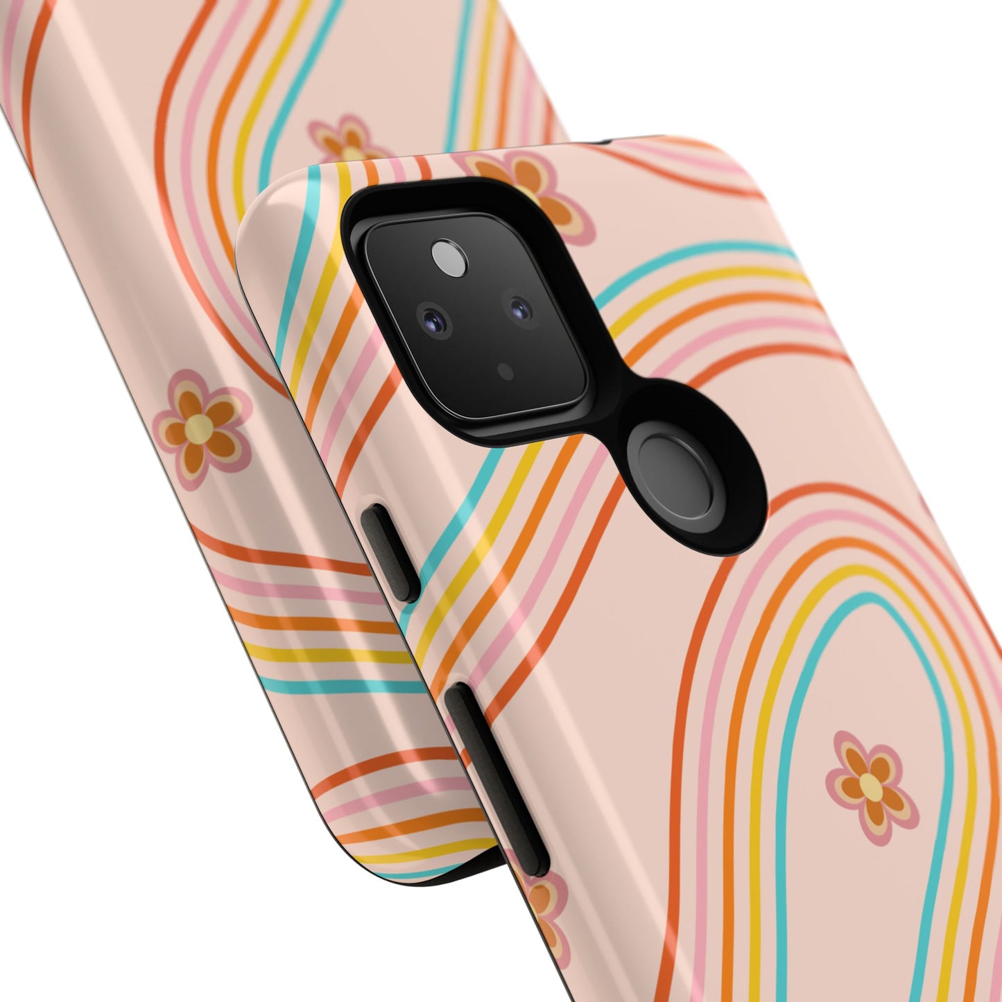 Retro Rainbow Phone Case - Tough & Stylish Floral Design