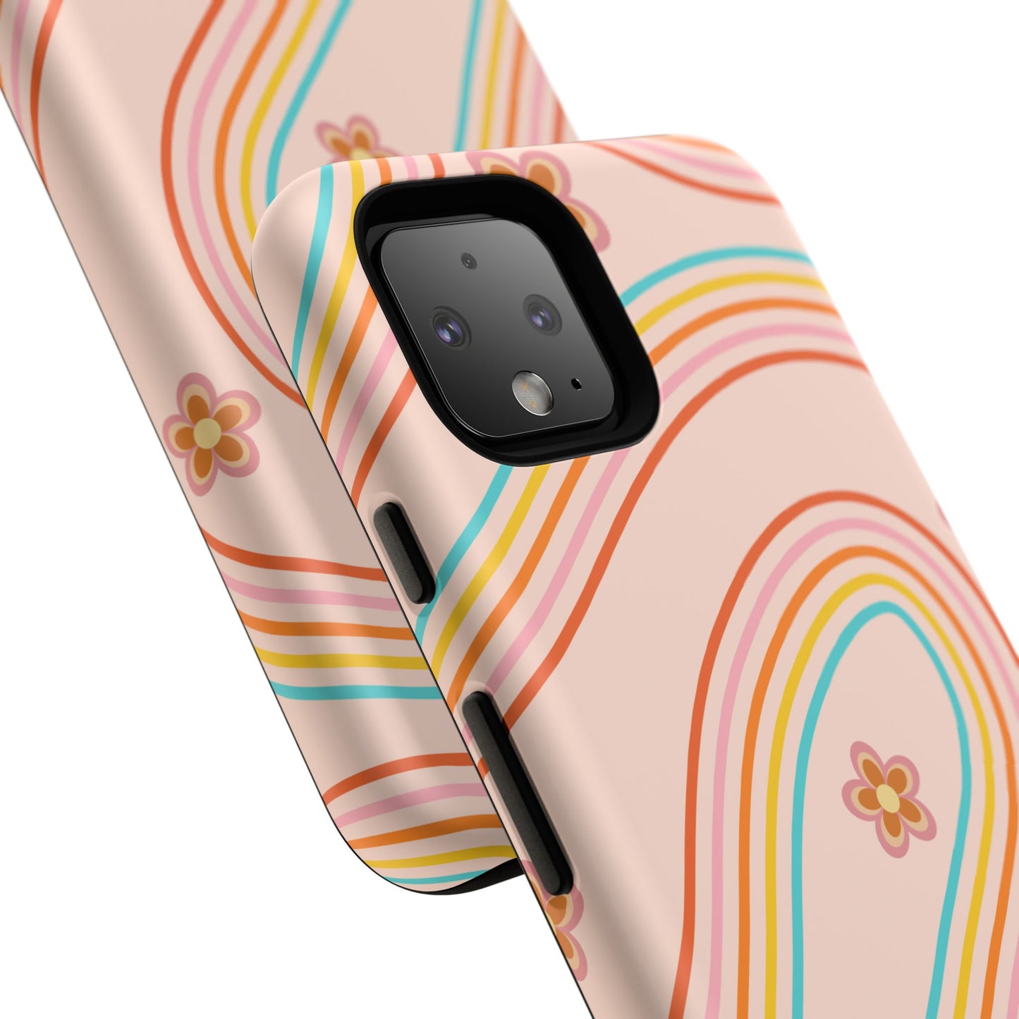 Retro Rainbow Phone Case - Tough & Stylish Floral Design