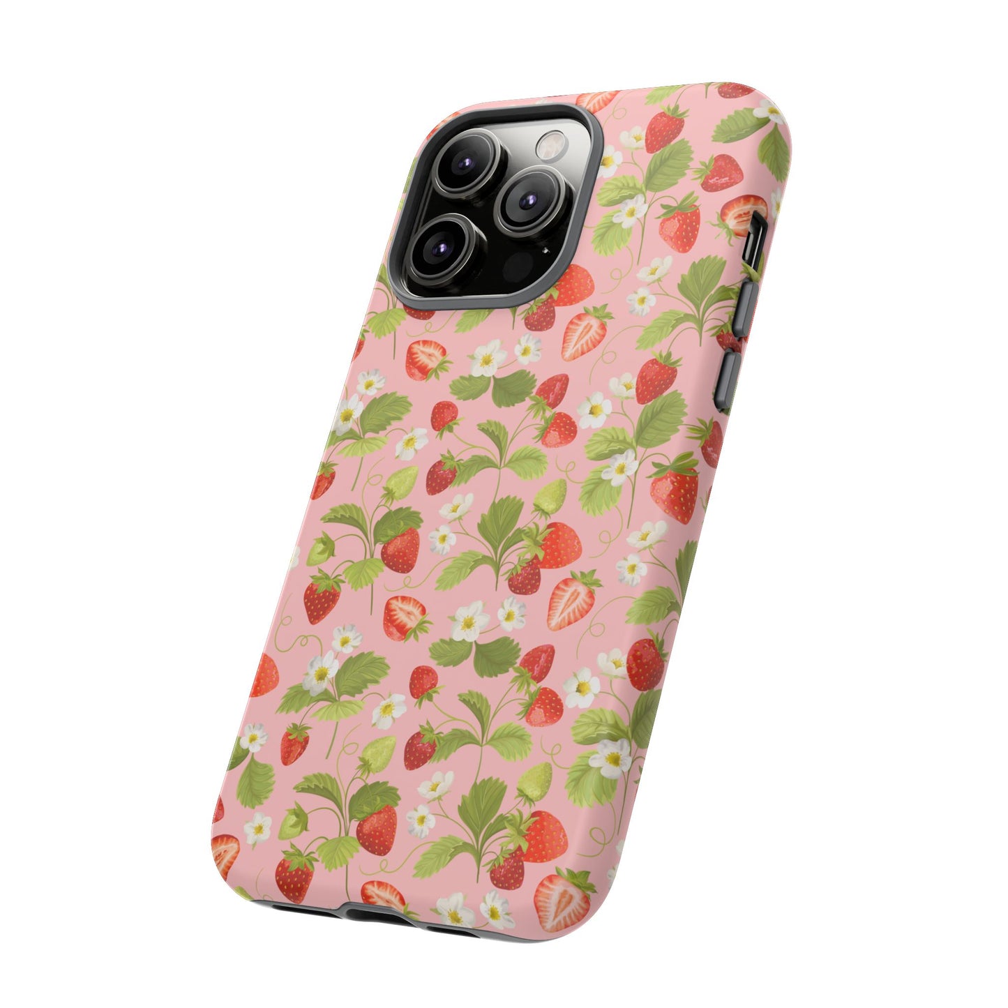 Strawberry Floral Tough Case - Cute Berry Pattern Phone Cover