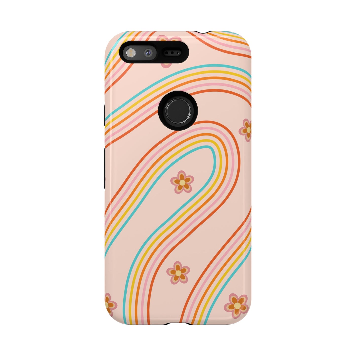 Retro Rainbow Phone Case - Tough & Stylish Floral Design
