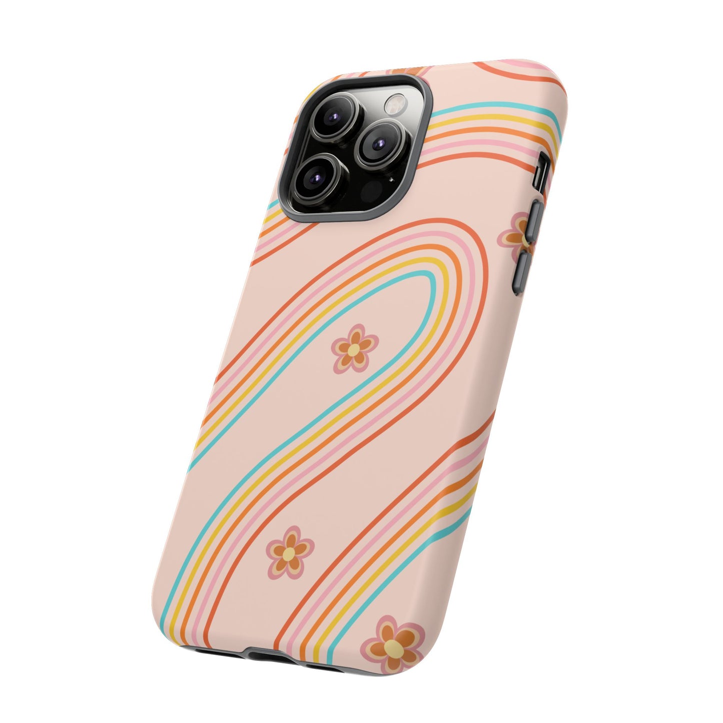 Retro Rainbow Phone Case - Tough & Stylish Floral Design