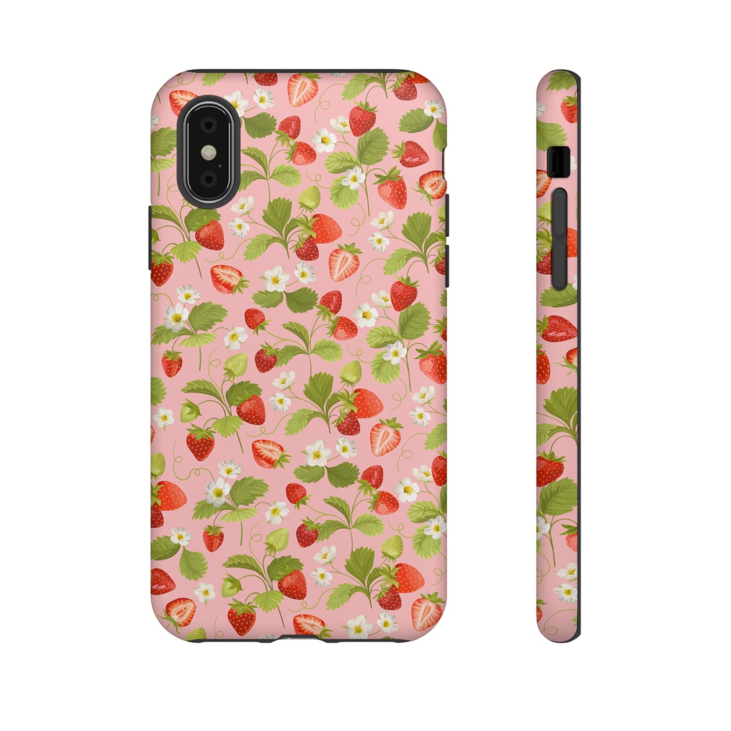 Strawberry Floral Tough Case - Cute Berry Pattern Phone Cover