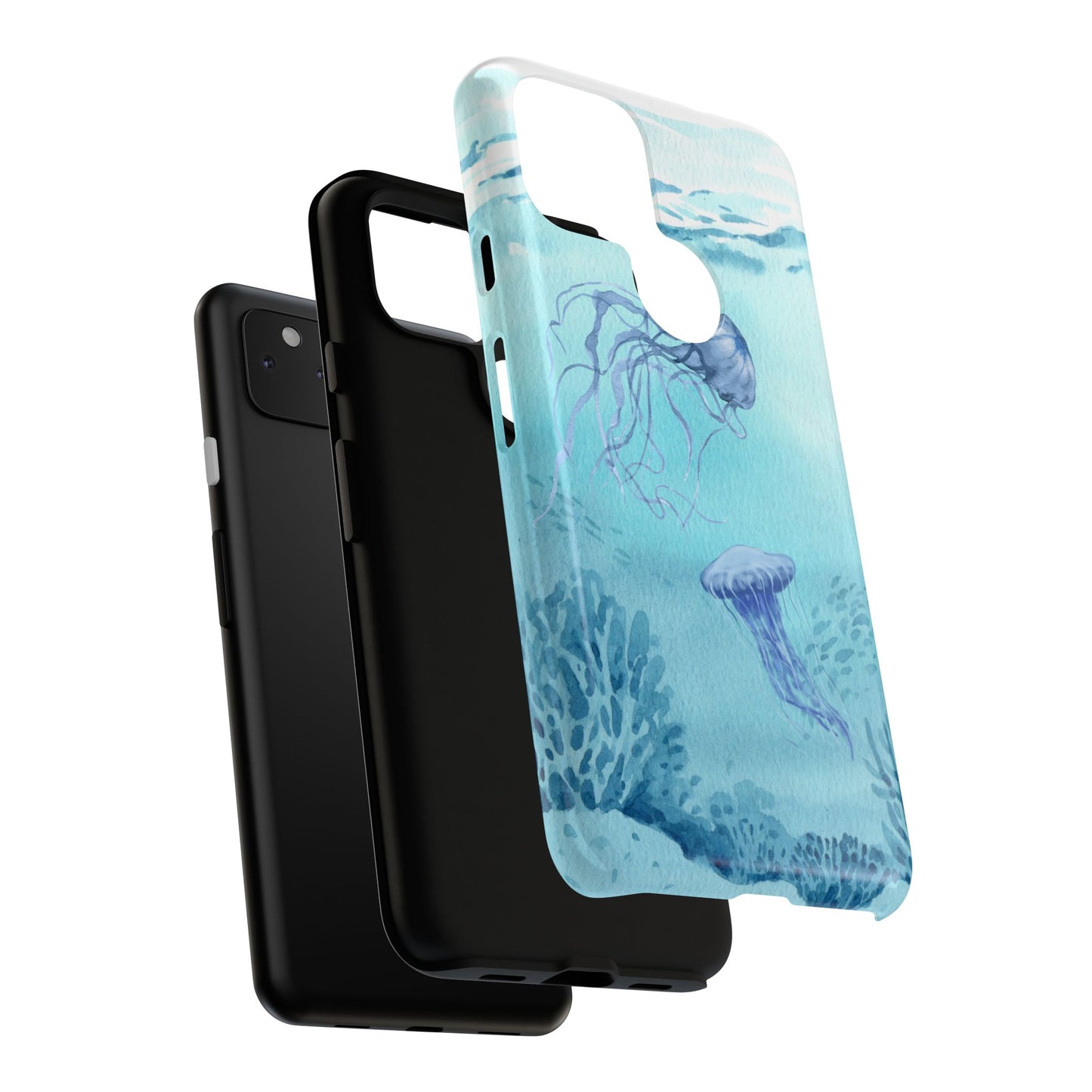 Ocean-Inspired Tough Phone Case with Jellyfish Design
