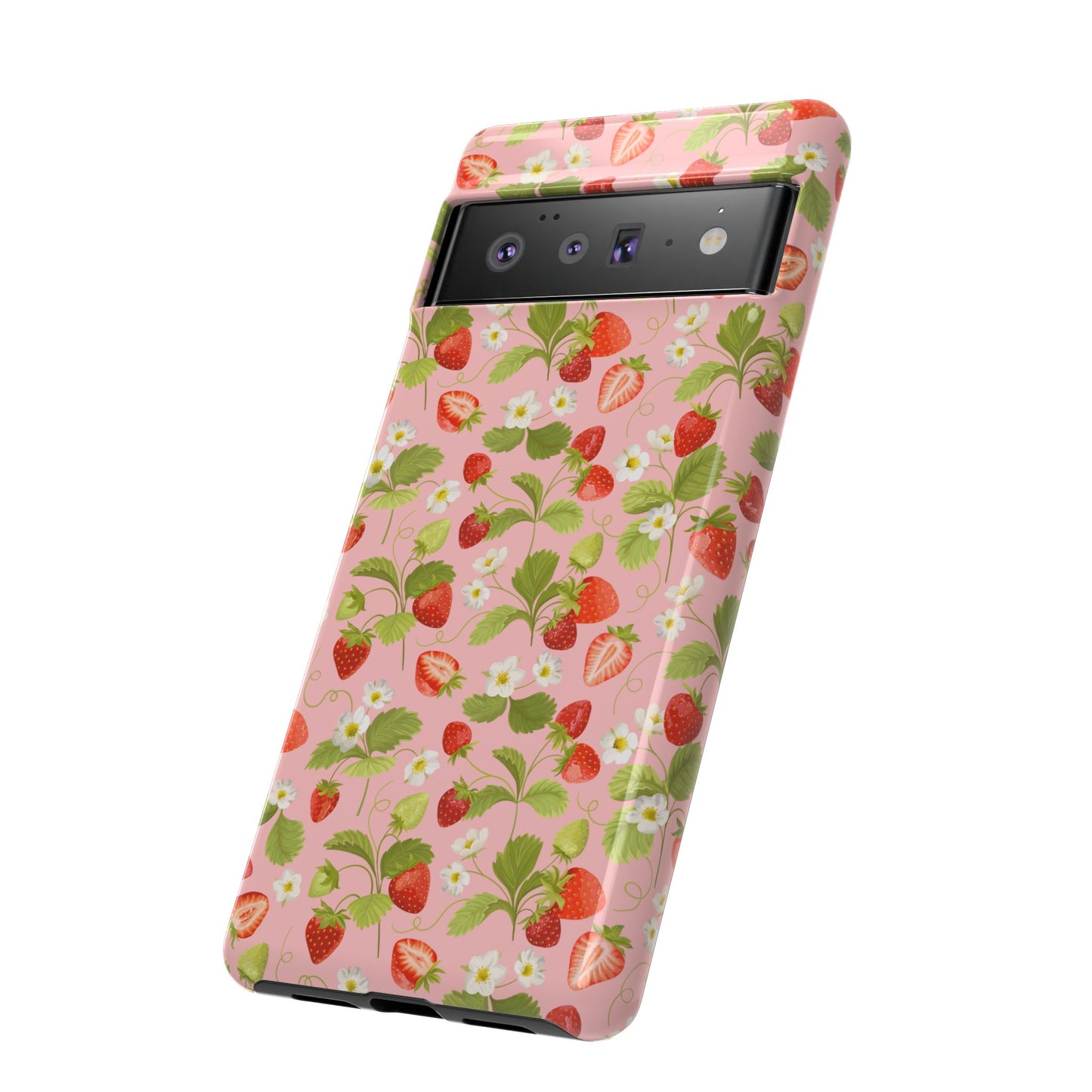 Strawberry Floral Tough Case - Cute Berry Pattern Phone Cover
