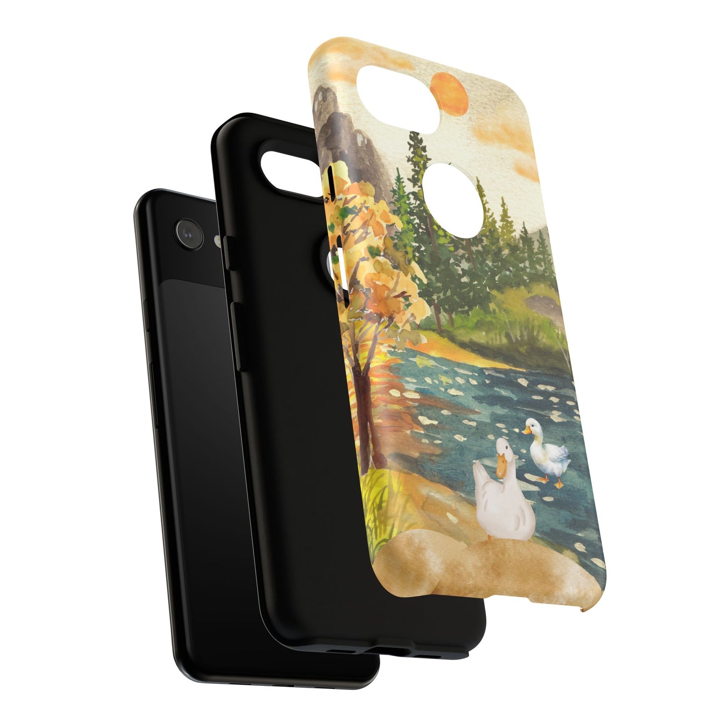 Artistic Phone Case with Ducks and Nature Scene