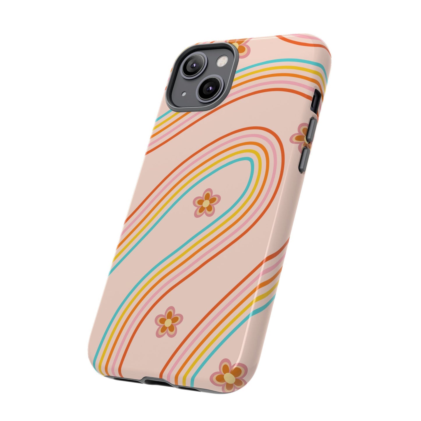 Retro Rainbow Phone Case - Tough & Stylish Floral Design