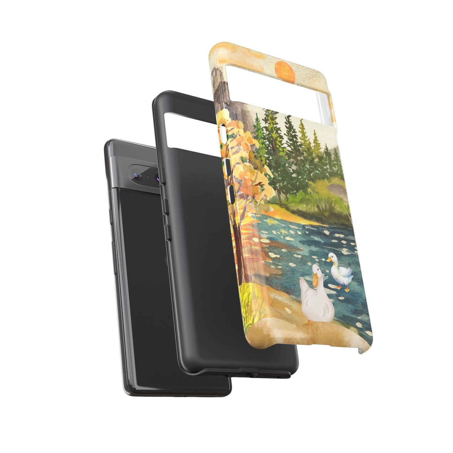 Artistic Phone Case with Ducks and Nature Scene