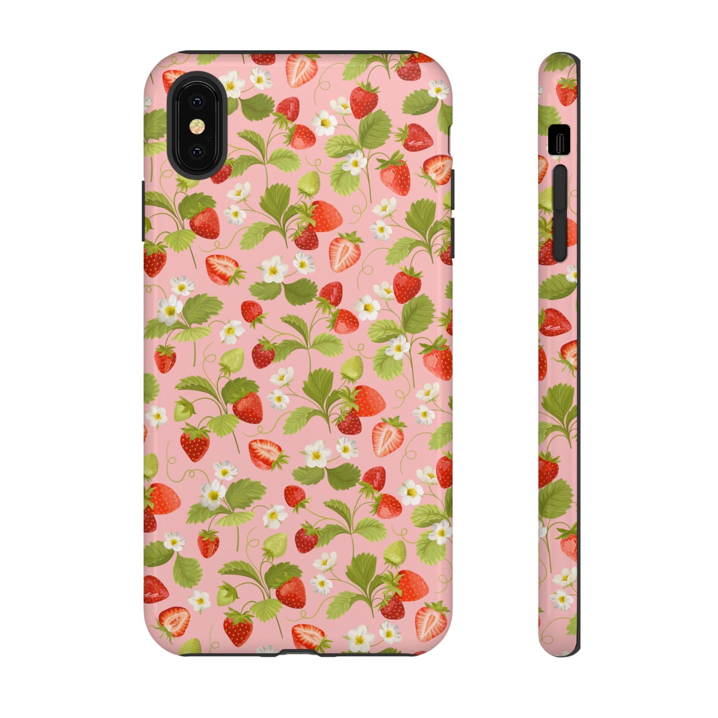 Strawberry Floral Tough Case - Cute Berry Pattern Phone Cover