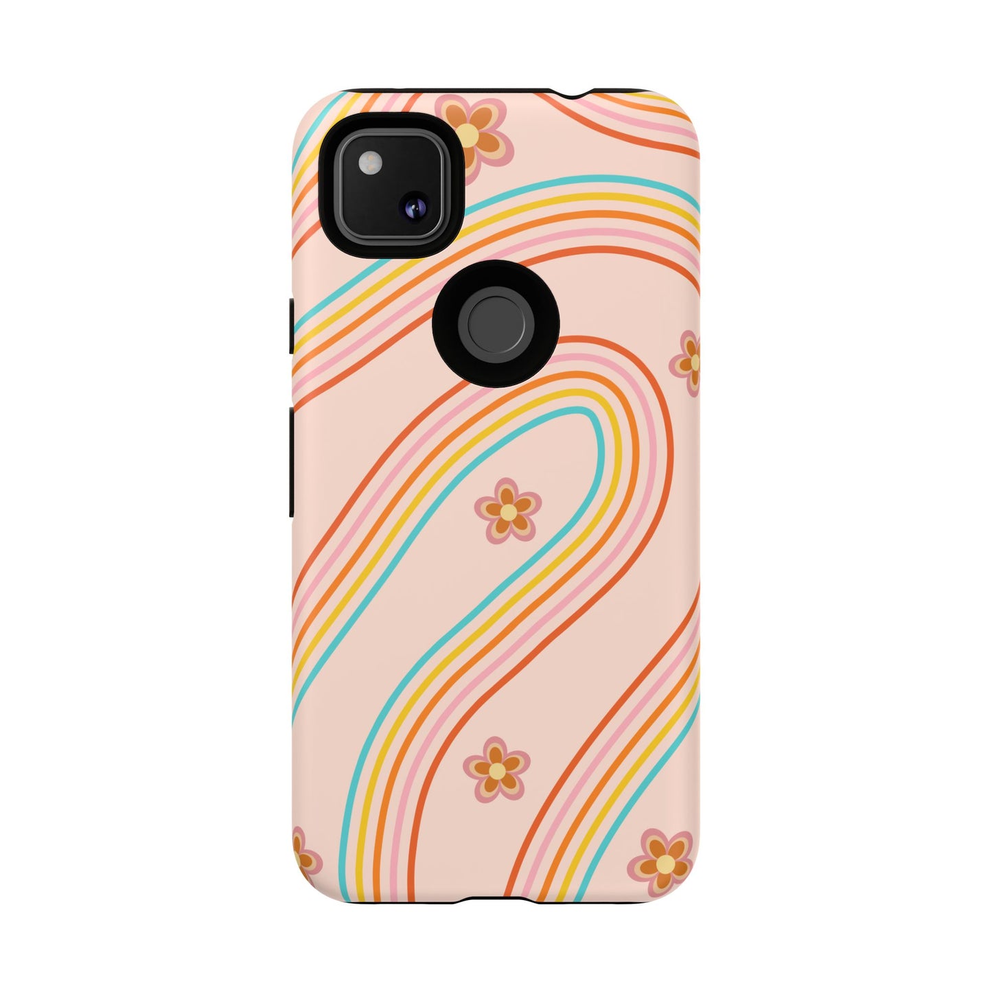 Retro Rainbow Phone Case - Tough & Stylish Floral Design