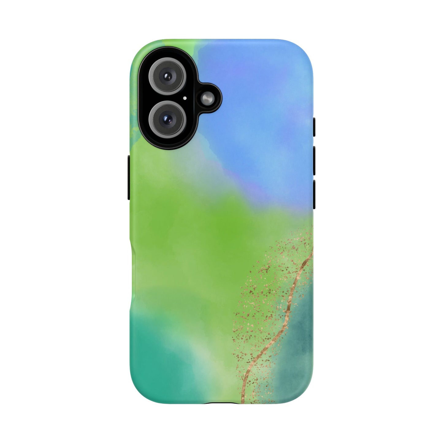 Artistic Tough Phone Case – Vibrant Green and Blue Abstract Design
