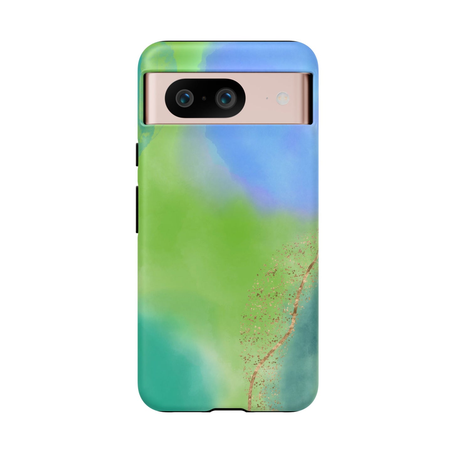 Artistic Tough Phone Case – Vibrant Green and Blue Abstract Design