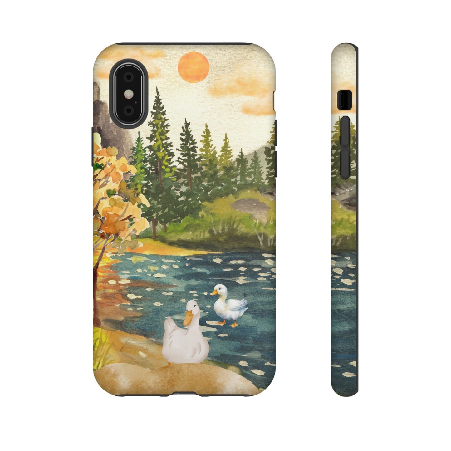 Artistic Phone Case with Ducks and Nature Scene