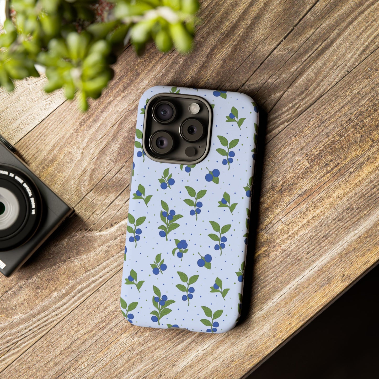 Floral Tough Phone Case - Blueberry Blossom Design
