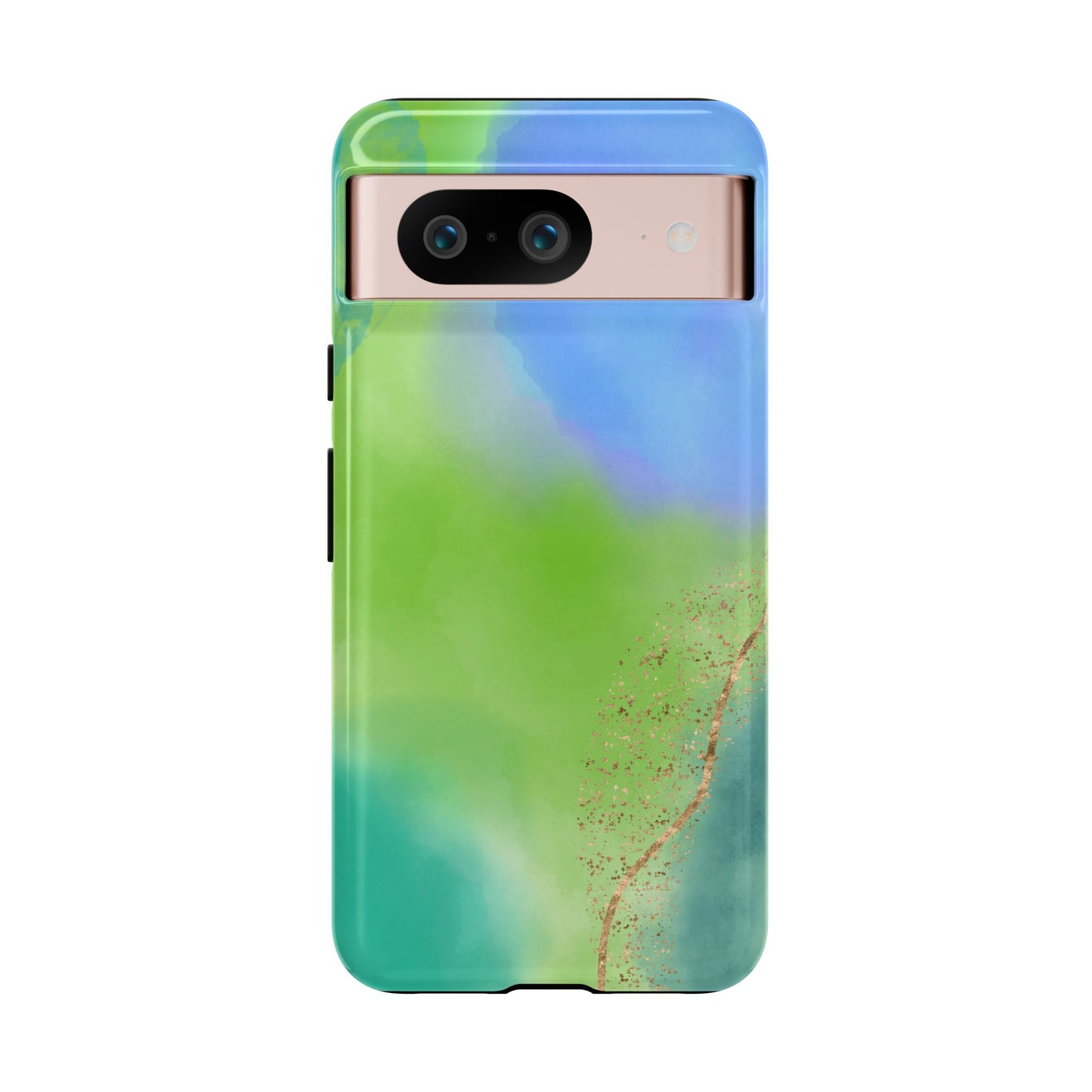 Artistic Tough Phone Case – Vibrant Green and Blue Abstract Design