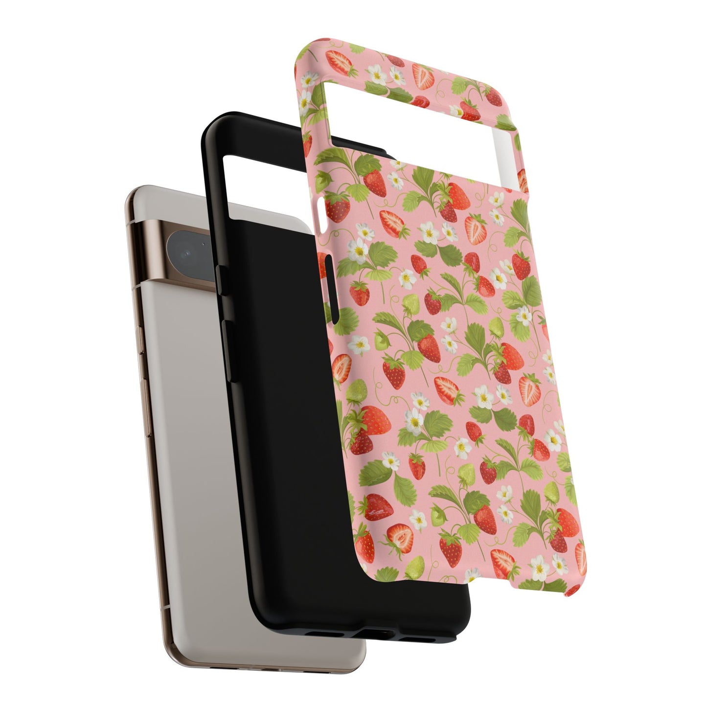 Strawberry Floral Tough Case - Cute Berry Pattern Phone Cover