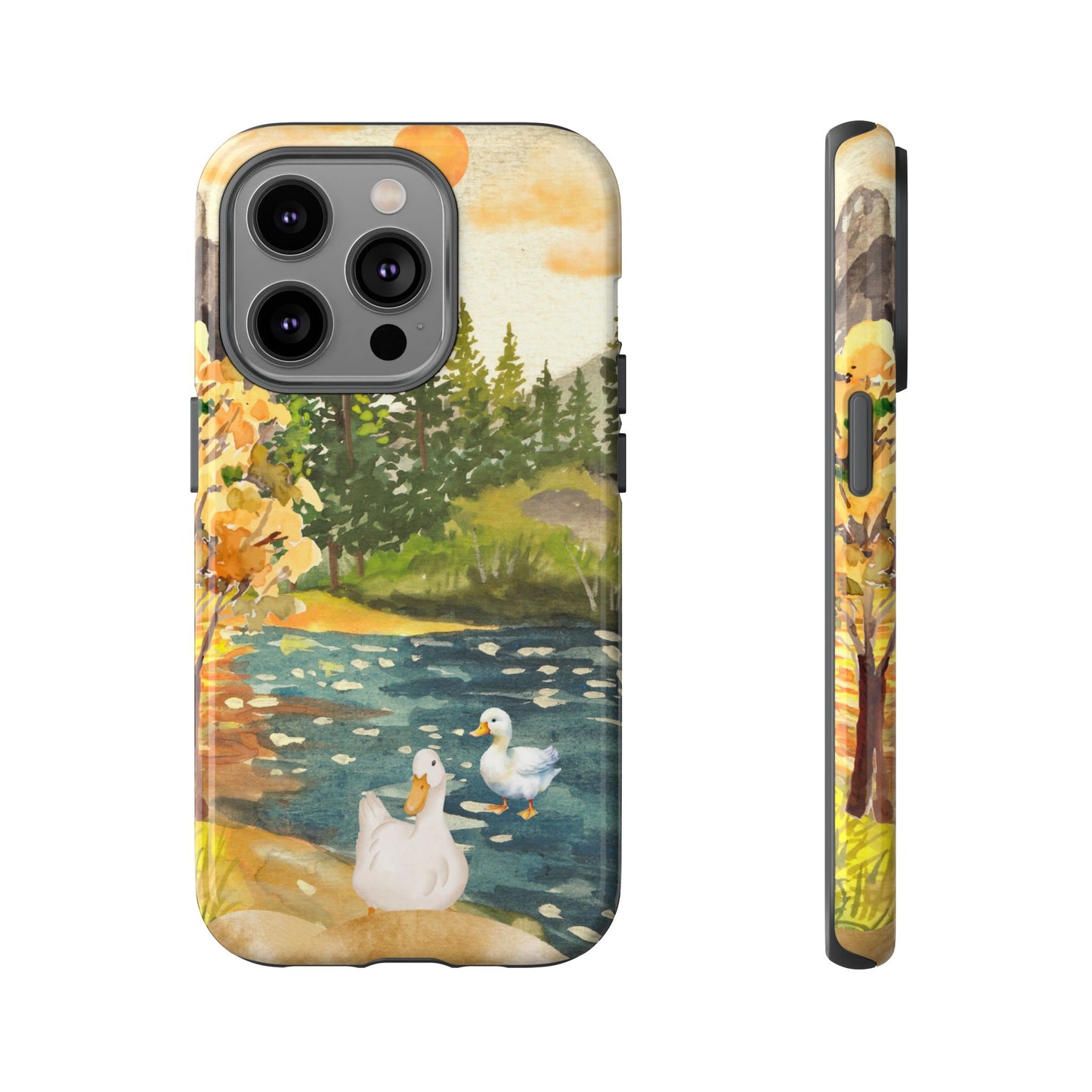 Artistic Phone Case with Ducks and Nature Scene