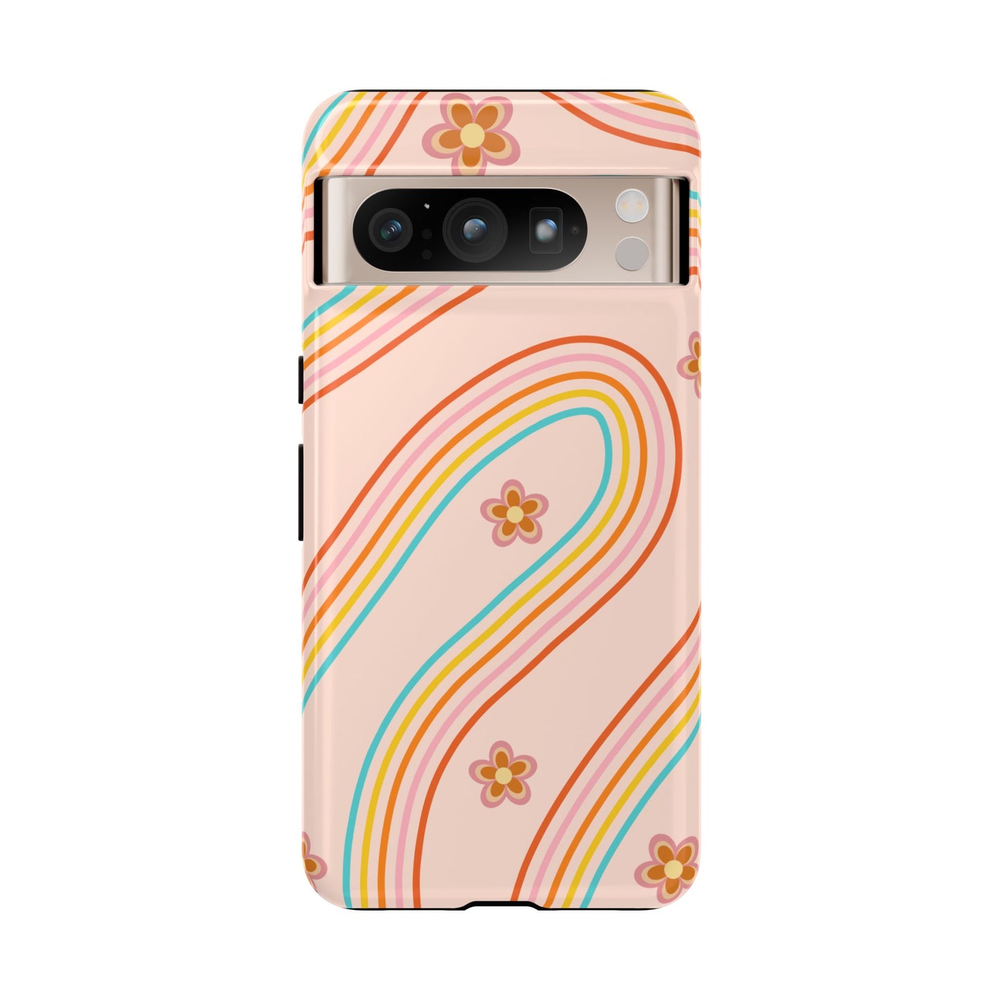 Retro Rainbow Phone Case - Tough & Stylish Floral Design