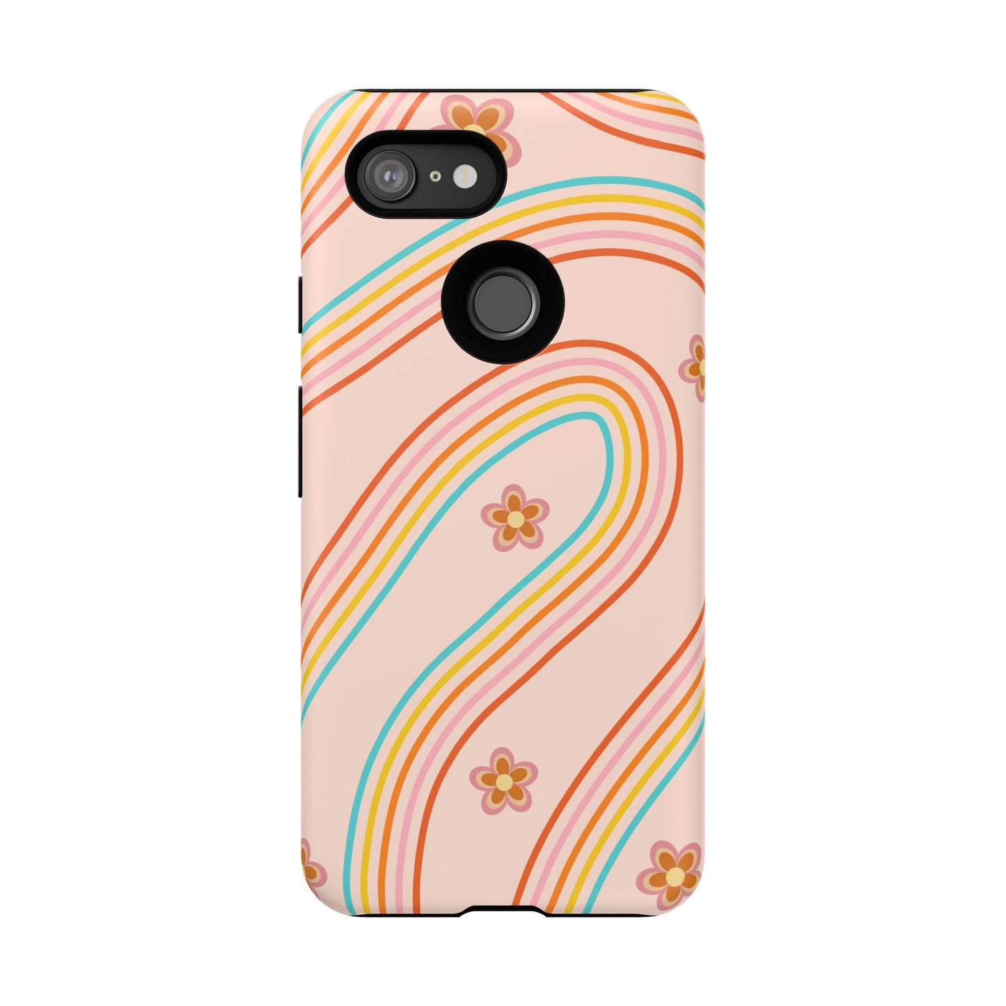 Retro Rainbow Phone Case - Tough & Stylish Floral Design