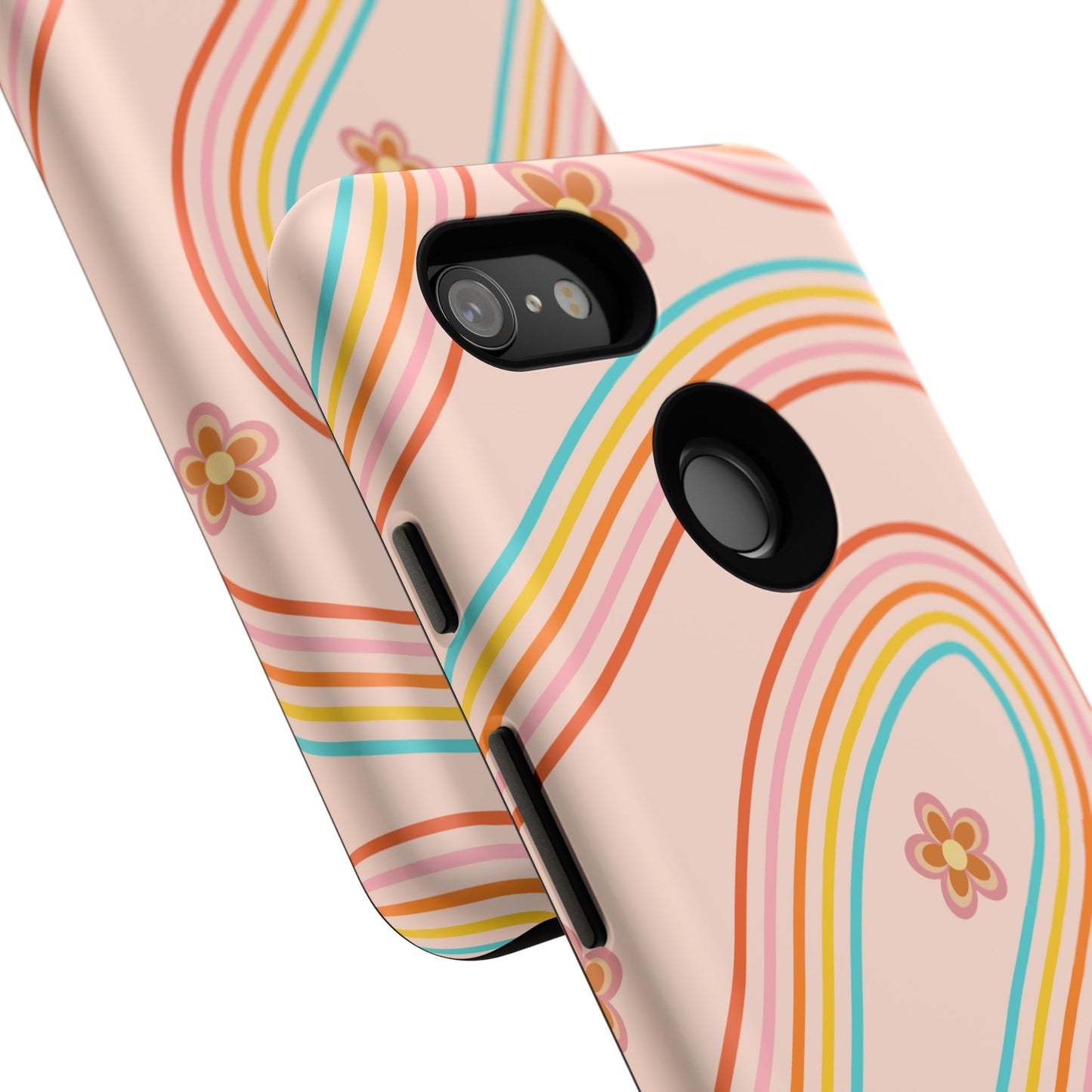 Retro Rainbow Phone Case - Tough & Stylish Floral Design
