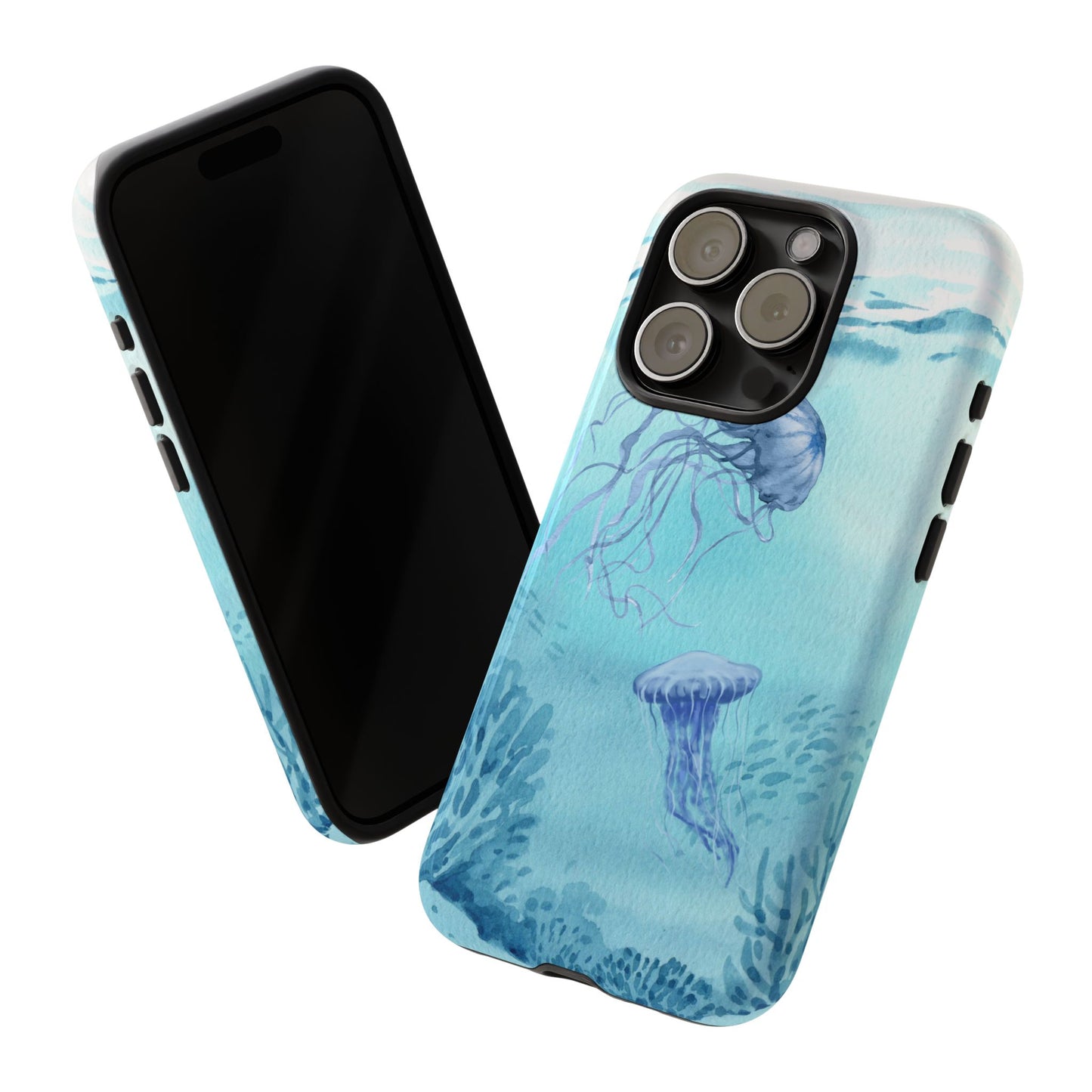Ocean-Inspired Tough Phone Case with Jellyfish Design