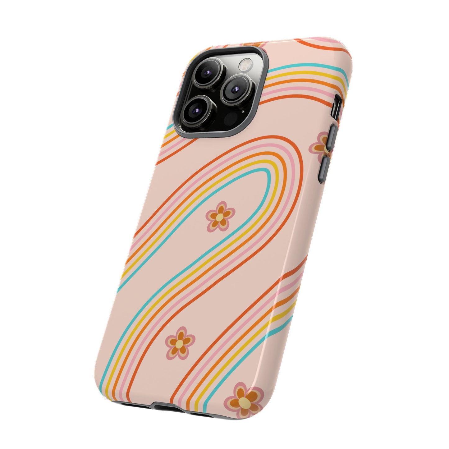 Retro Rainbow Phone Case - Tough & Stylish Floral Design