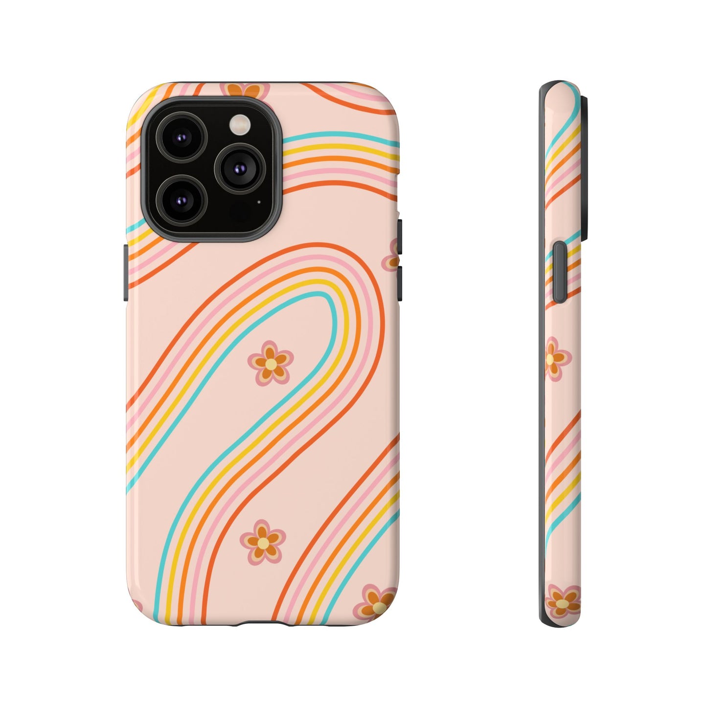 Retro Rainbow Phone Case - Tough & Stylish Floral Design