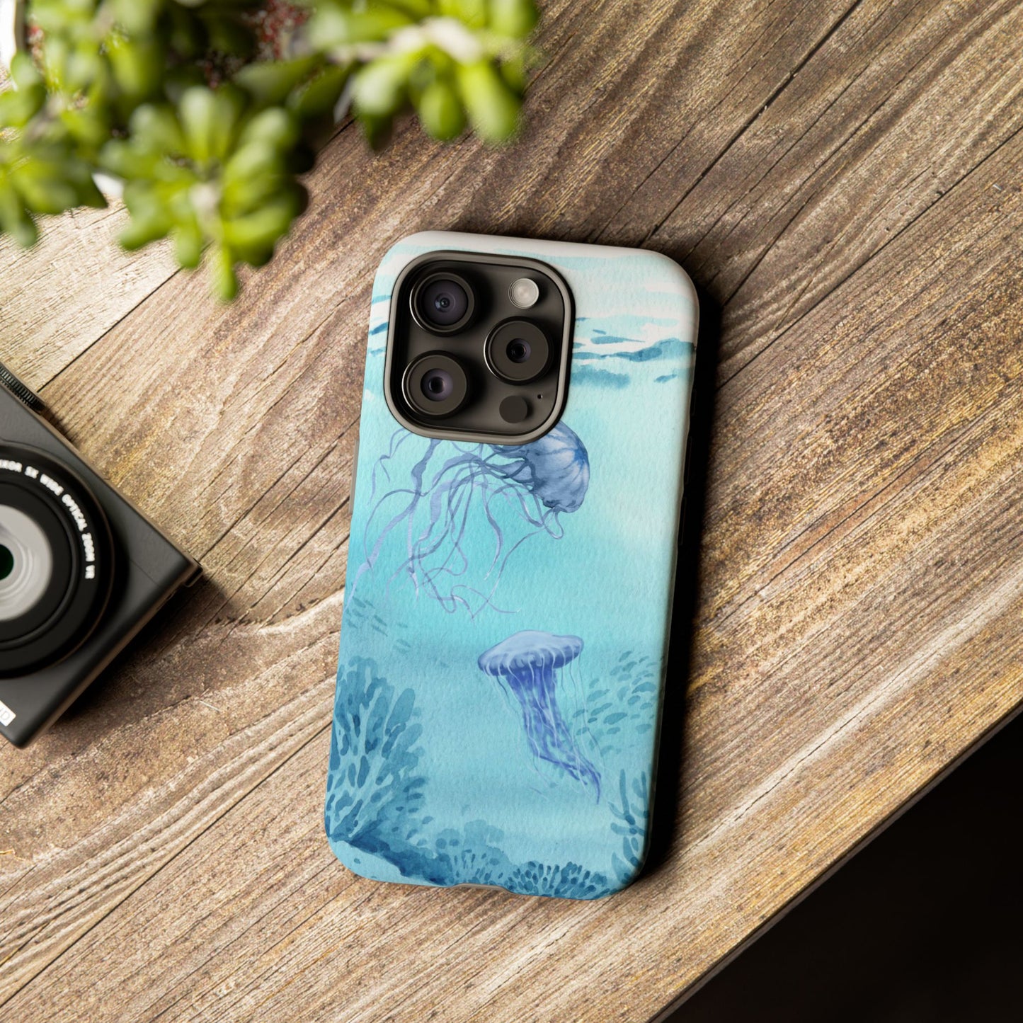 Ocean-Inspired Tough Phone Case with Jellyfish Design
