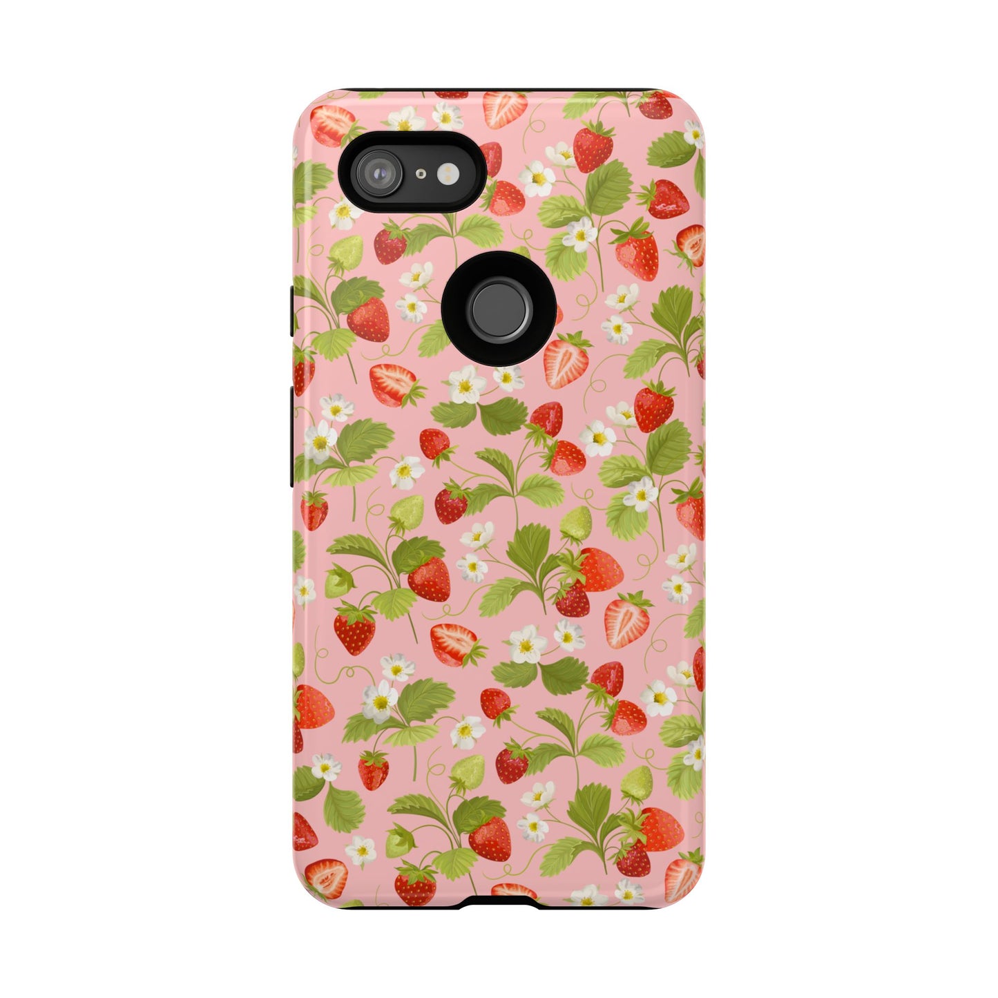 Strawberry Floral Tough Case - Cute Berry Pattern Phone Cover