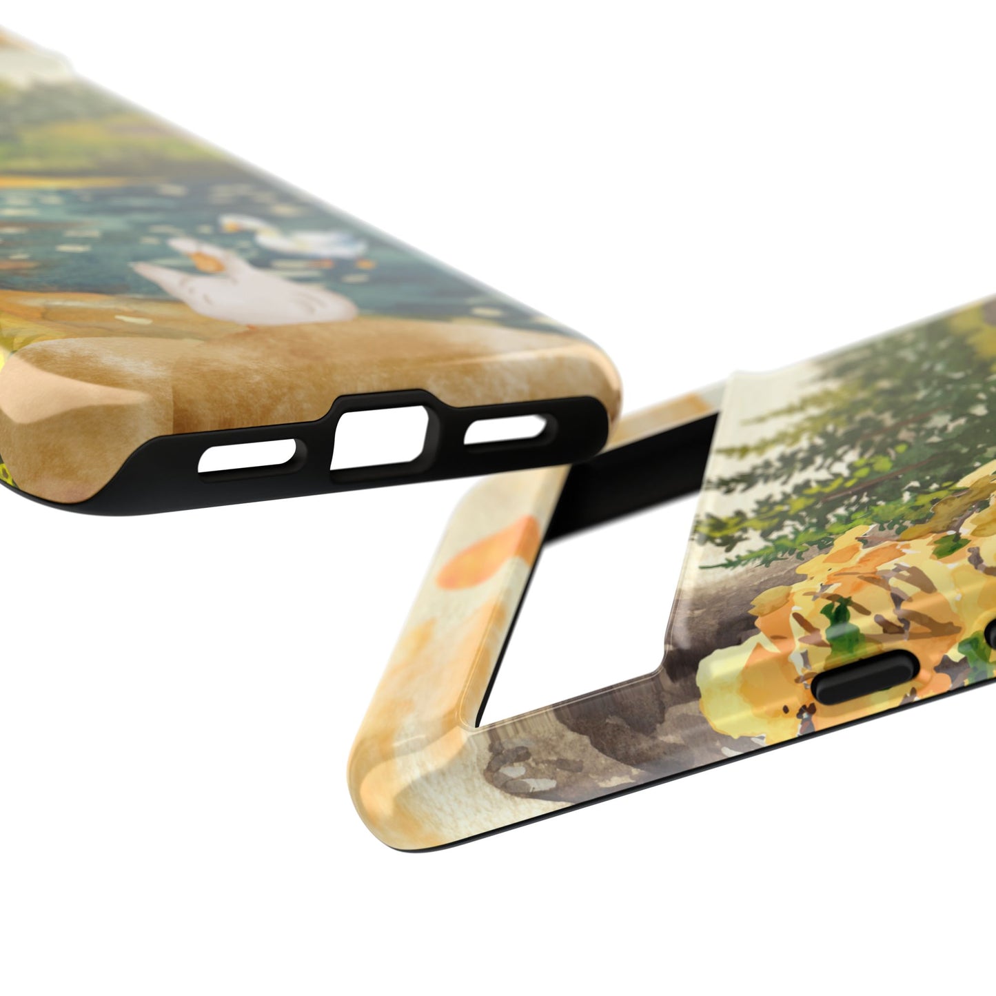 Artistic Phone Case with Ducks and Nature Scene
