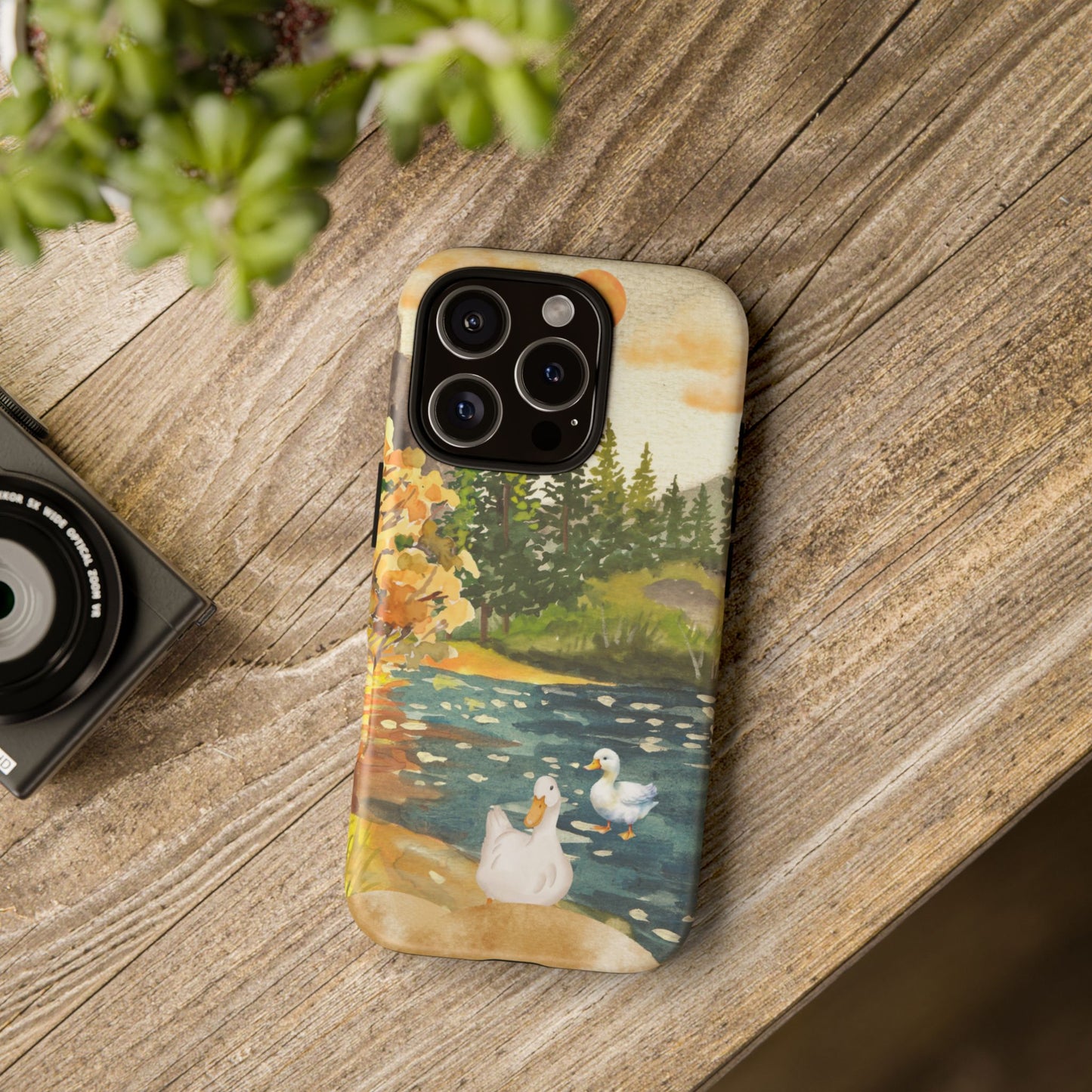Artistic Phone Case with Ducks and Nature Scene