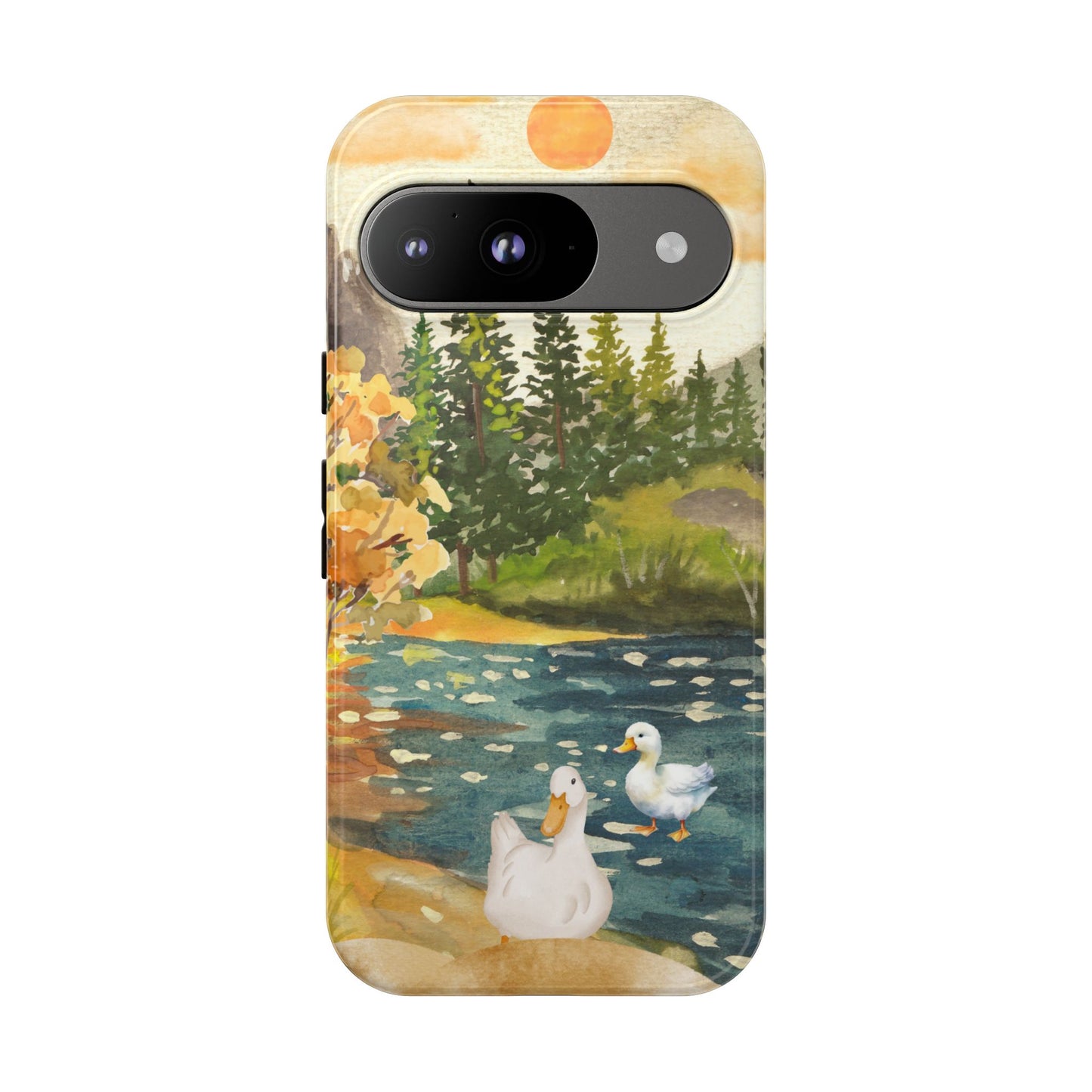 Artistic Phone Case with Ducks and Nature Scene