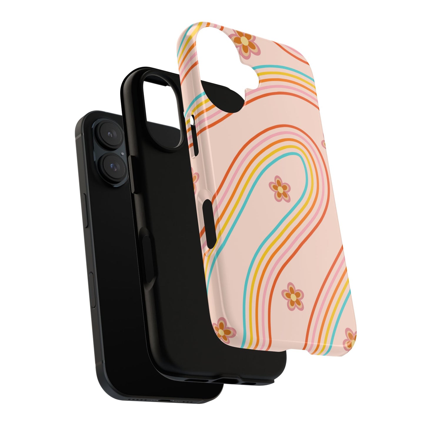 Retro Rainbow Phone Case - Tough & Stylish Floral Design
