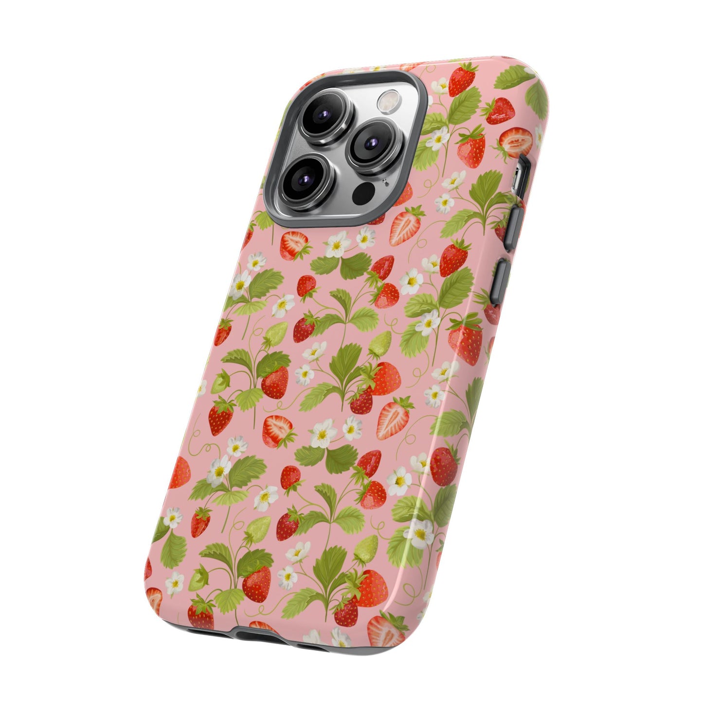 Strawberry Floral Tough Case - Cute Berry Pattern Phone Cover