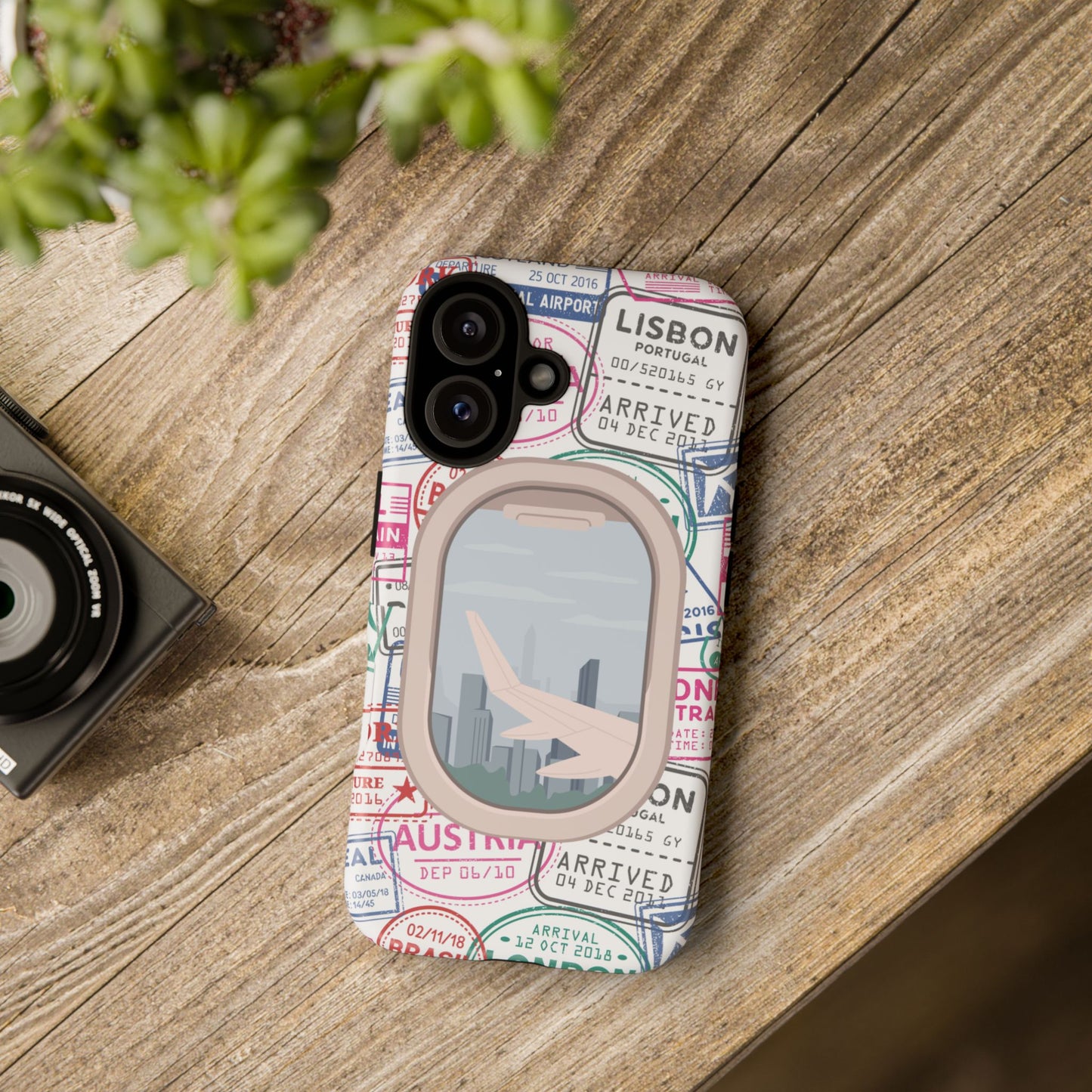 Travel-Themed Phone Case with Airplane Design