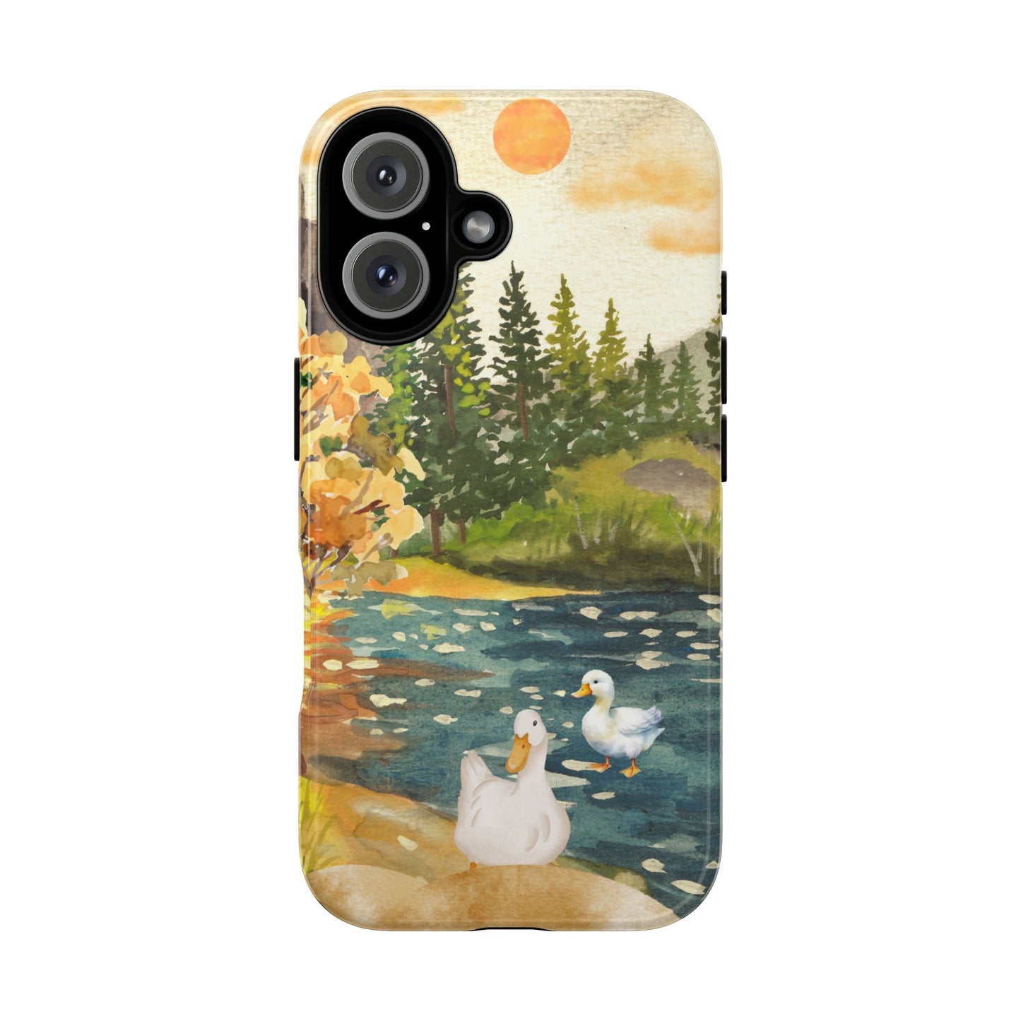 Artistic Phone Case with Ducks and Nature Scene