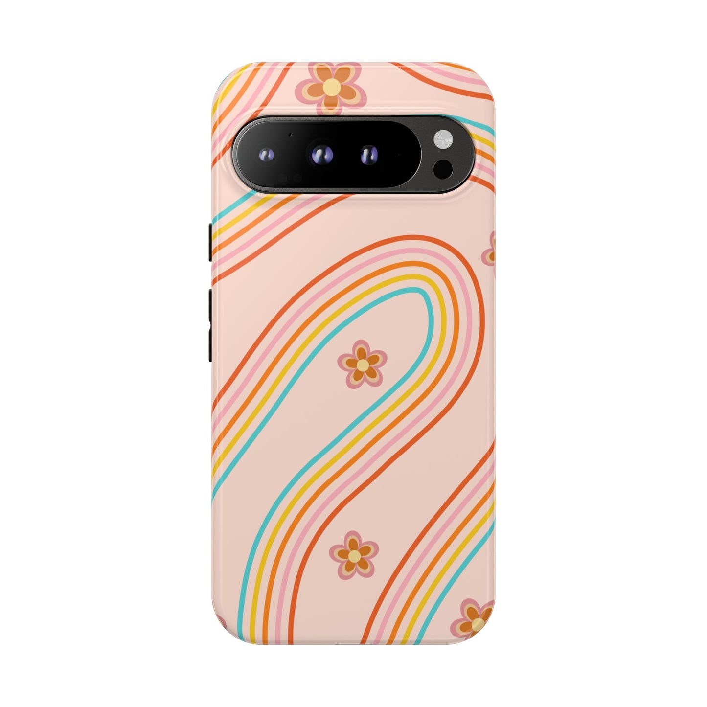 Retro Rainbow Phone Case - Tough & Stylish Floral Design