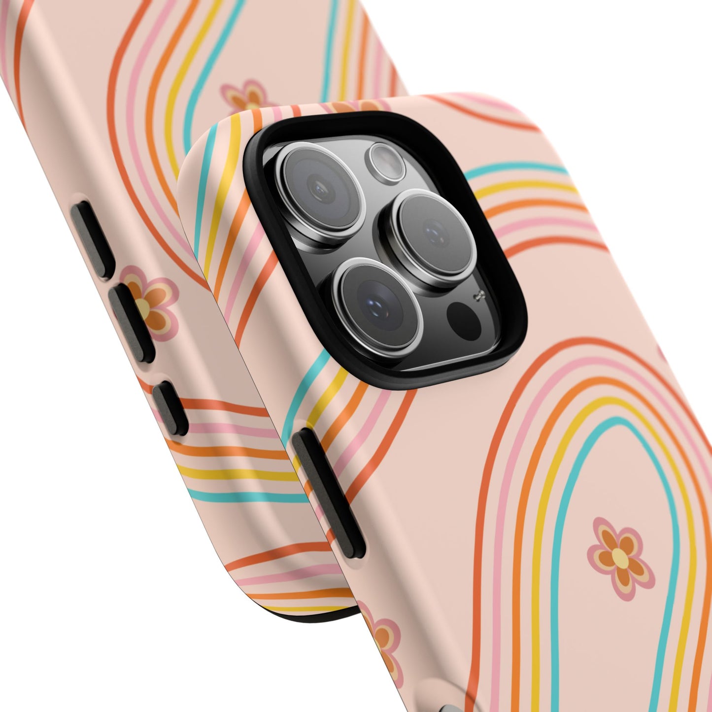 Retro Rainbow Phone Case - Tough & Stylish Floral Design