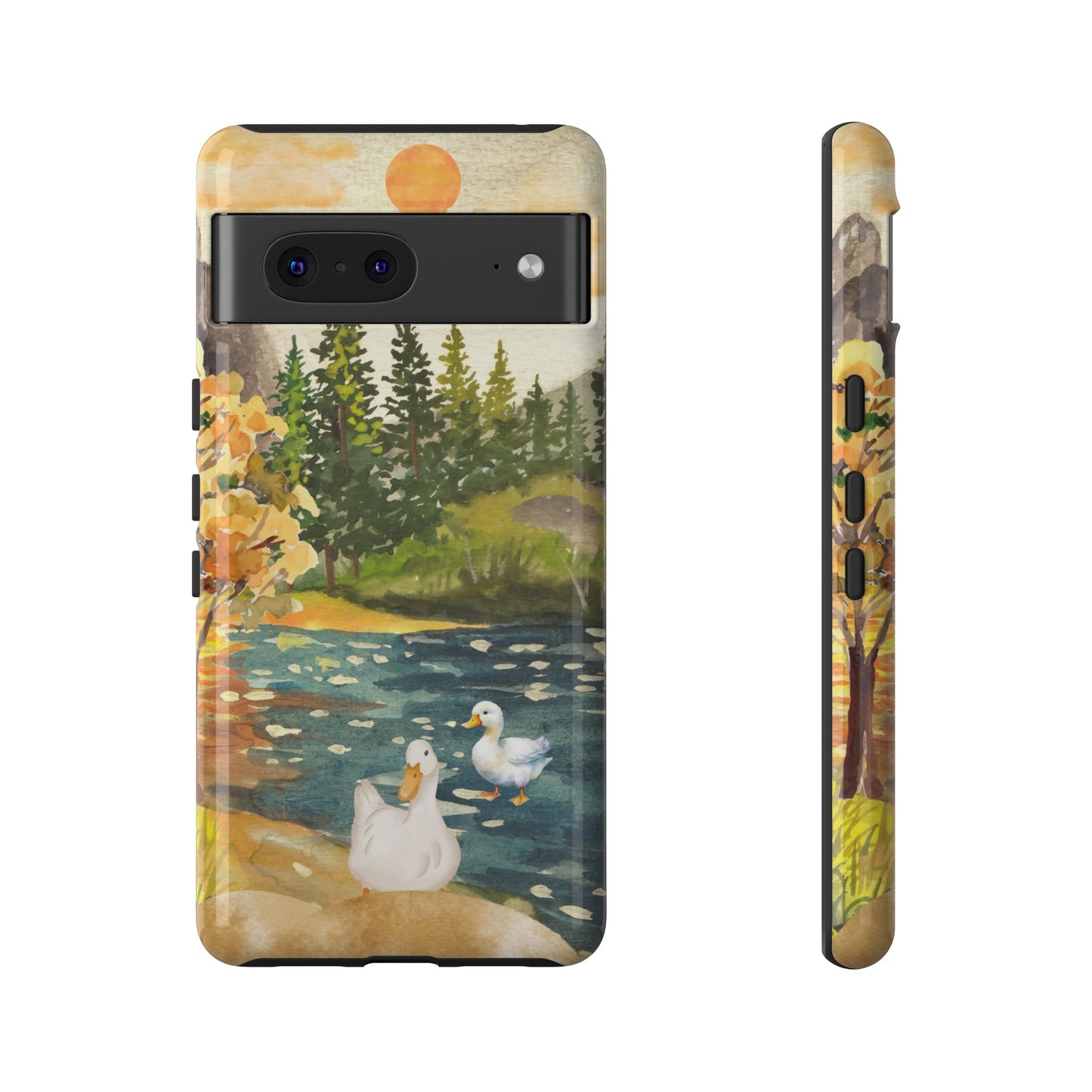 Artistic Phone Case with Ducks and Nature Scene