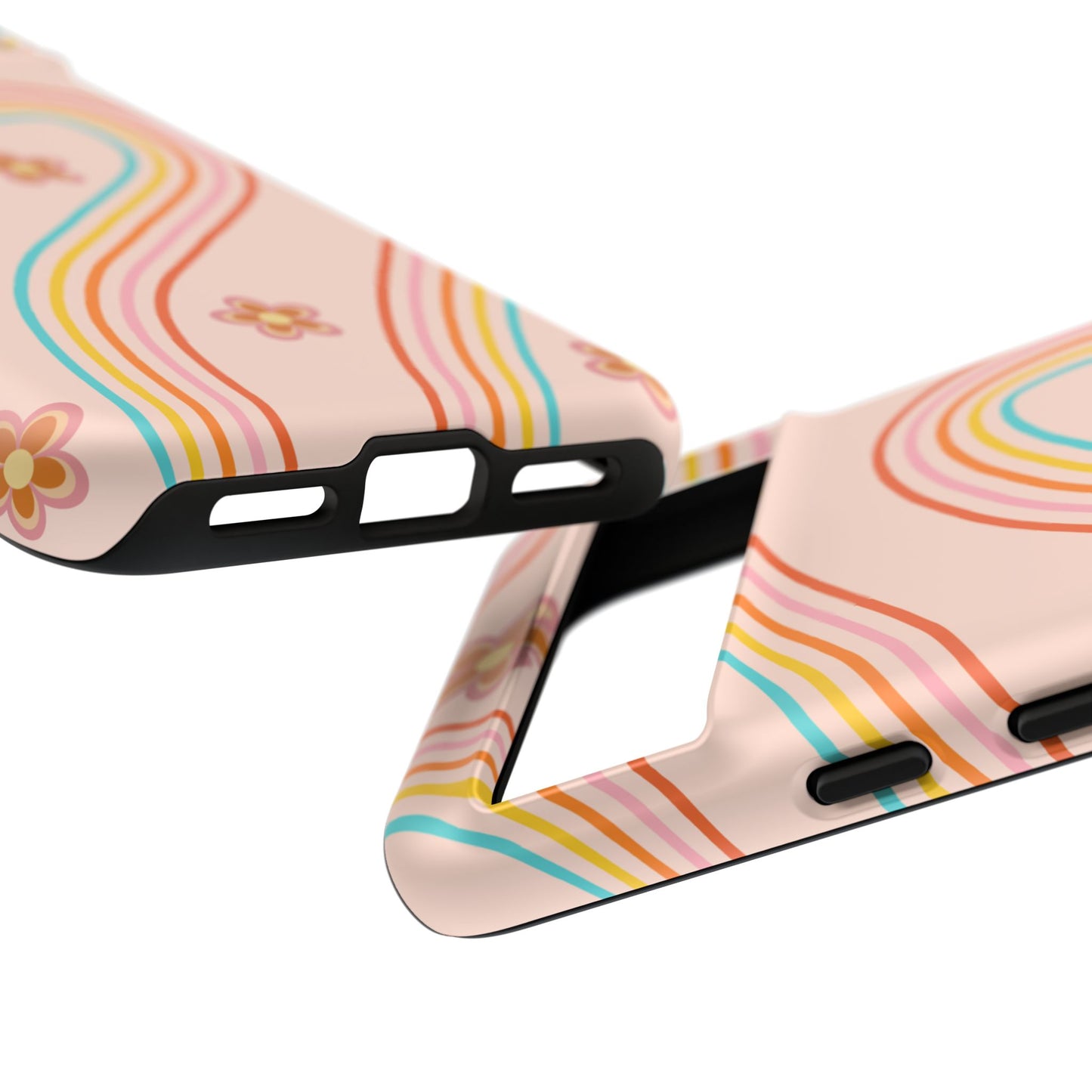 Retro Rainbow Phone Case - Tough & Stylish Floral Design