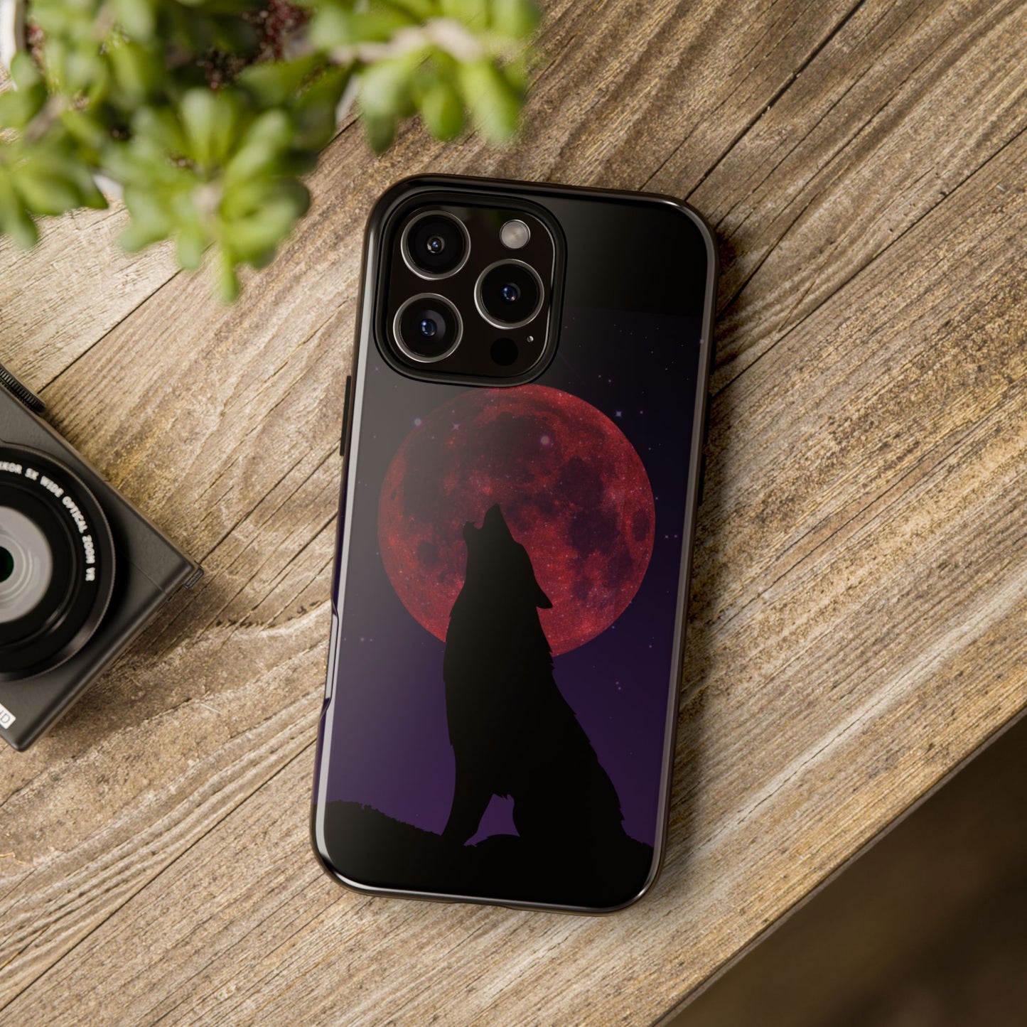 Wolf Howling at Blood Moon Phone Case - Tough & Stylish Protector