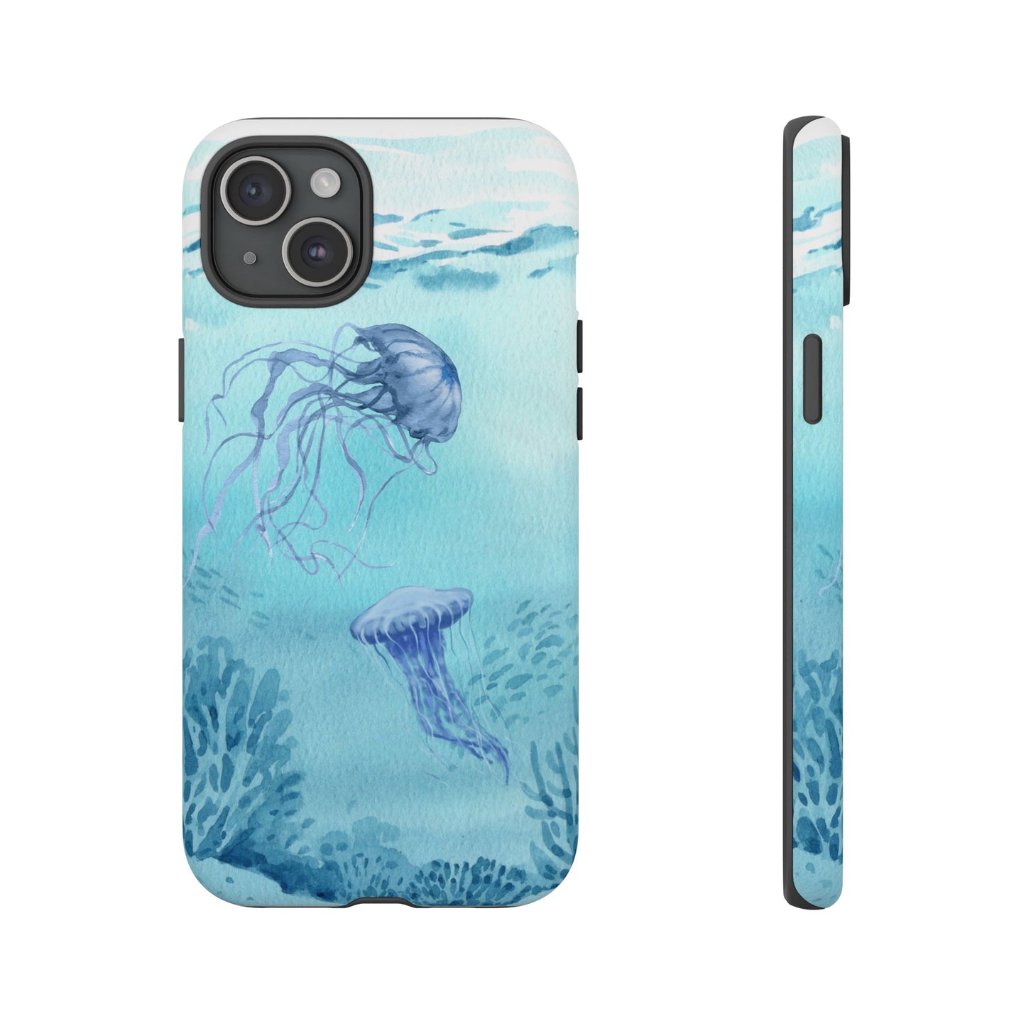 Ocean-Inspired Tough Phone Case with Jellyfish Design