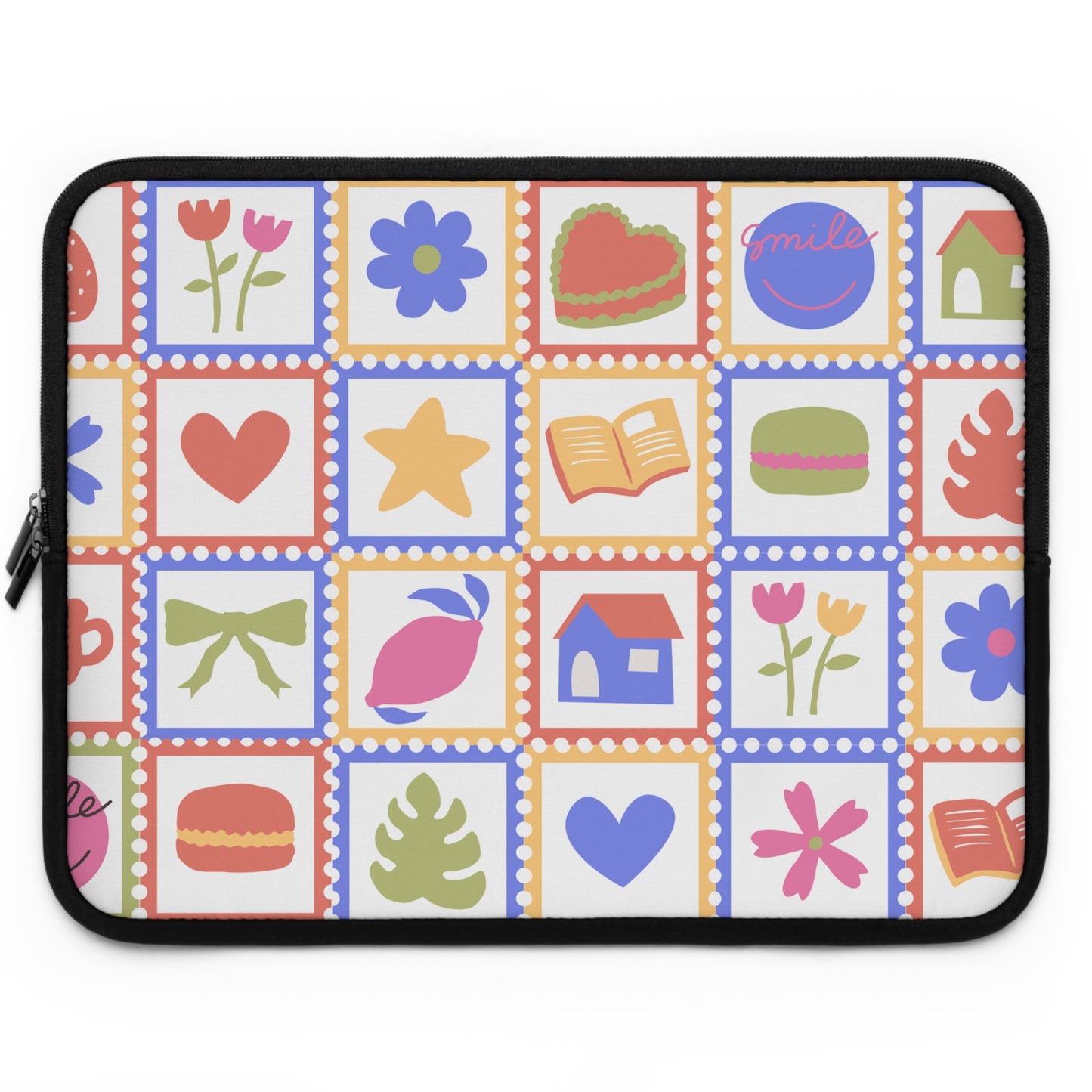 Whimsical Floral Laptop Sleeve - Colorful and Fun Design for Students and Professionals