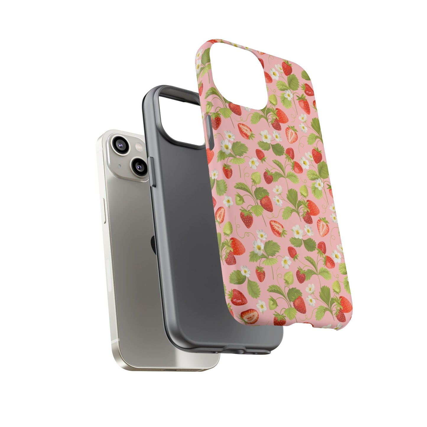 Strawberry Floral Tough Case - Cute Berry Pattern Phone Cover