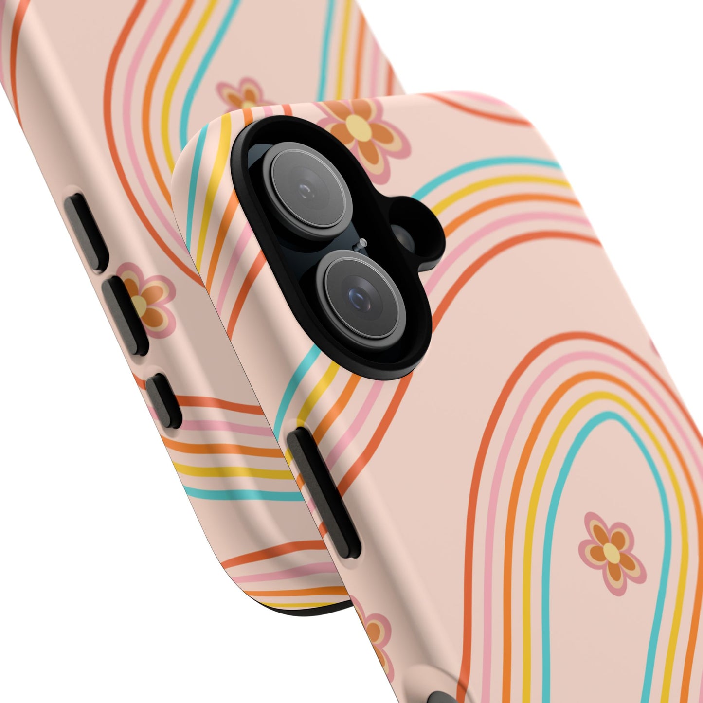 Retro Rainbow Phone Case - Tough & Stylish Floral Design