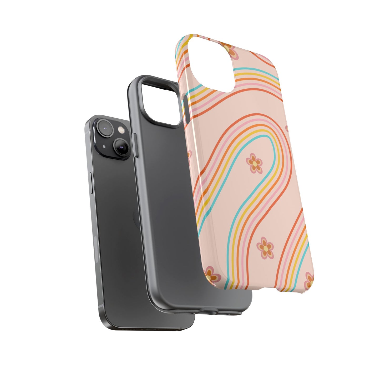 Retro Rainbow Phone Case - Tough & Stylish Floral Design