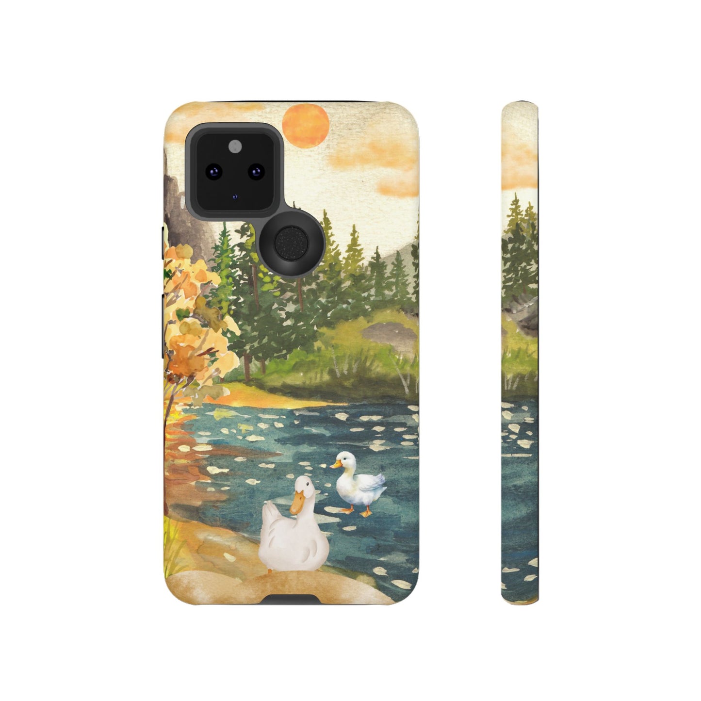 Artistic Phone Case with Ducks and Nature Scene