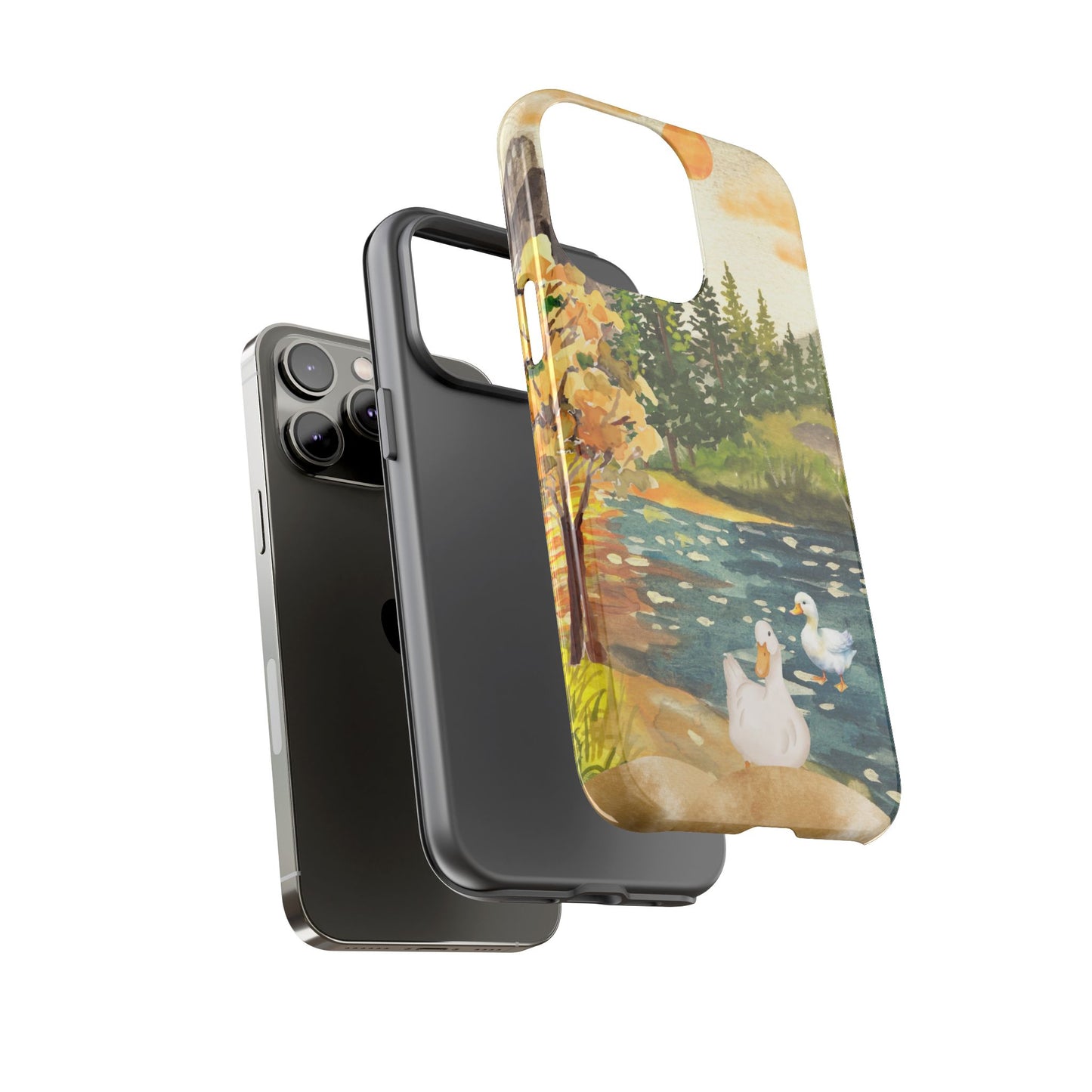 Artistic Phone Case with Ducks and Nature Scene
