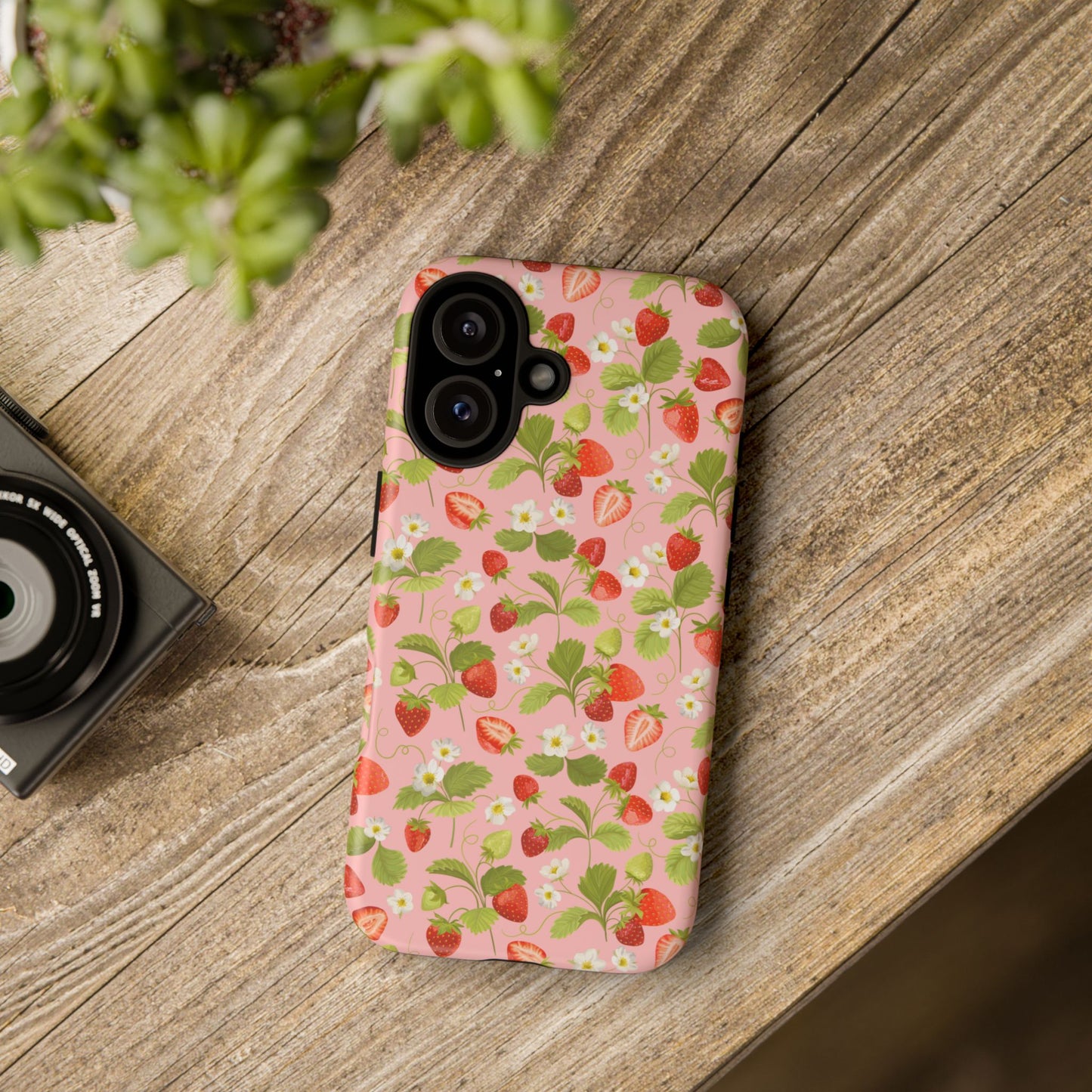 Strawberry Floral Tough Case - Cute Berry Pattern Phone Cover